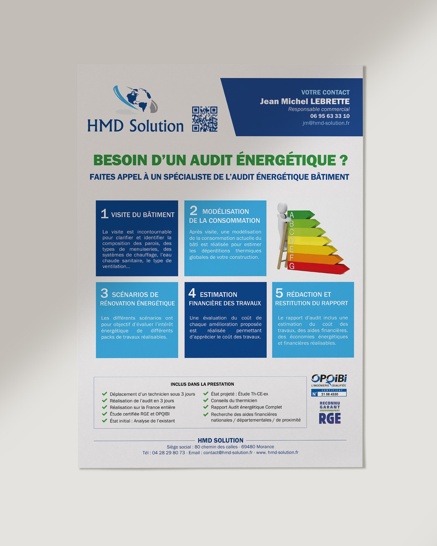 HMD Solution
Un projet qui a évolué dans le temps.
En 2023 : concevoir une plaquette commerciale claire, structurée, pensée pour convaincre sur la base de leur identité visuelle.
En 2024 : adapter cette même identité à un affichage grand format.
Même entreprise. Deux supports. Deux objectifs différents.
Ce que j’aime dans ce type de mission, c’est la cohérence : faire vivre une identité sans la répéter mécaniquement.
Selon toi, qu’est-ce qui est le plus complexe : print éditorial ou affichage grand format ?
#designprint #communicationvisuelle #graphistefreelance #graphisme #juzte