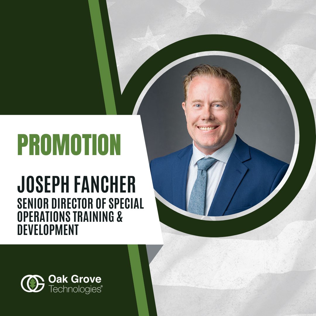 Weโre excited to continue our Employee Spotlight series by celebrating the incredible talent at Oak Grove Technologies. Today, weโre proud to recognize Joseph Fancher on his well-deserved promotion to Senior Director of Special Operations Training & Development!
Congrats Joe!
#OakGroveTechnologies #OurServiceContinues #EmployeeSpotlight #CelebratingSuccess #CareerGrowth #Promotion