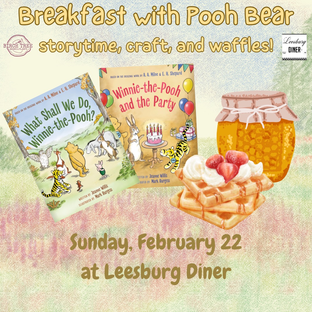 Join us at Leesburg Diner on Sunday, February 22nd to celebrate 100 years in the 100 Acre Wood with story time, a craft, and breakfast.
Choose a time slot that works for you! Come in to hear a story at 7:30 a.m. or 8:30 a.m., then head to your table to complete a craft while your meal is being prepared.
Ticket includes: story time, a craft, a sticker book to take home, and a kids meal with scrambled eggs, bacon and Pooh-approved waffles.
Adults can order from the full menu upon arrival and do not need a ticket for entry.
