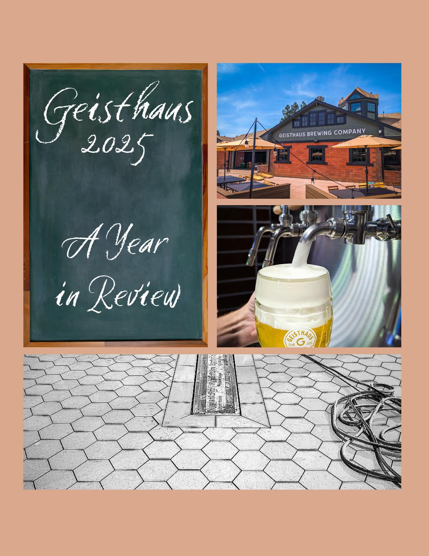 What a year it has been! Community showed up big time, especially our local Rosemont community where we are specifically located in the Sacramento region. We loved hearing from all of you about how appreciative you were for turning an abandoned building of 9 years into a completely remodeled, warm and welcoming space for families and friends to enjoy some time together. Getting to meet new guests, many of which have become regulars, has been very heartwarming, and we look forward to every day to see who comes through our door and what types of conversations we will have with our neighbors over some tasty lager.
The Geisthaus team (jokingly dubbed the G-Unit) has been nothing but stellar in our eyes. while Ben and Brady are busy behind the scenes wearing all the hats, our FOH team has continuously excelled in what we ask of them. Everyone has their own goals in life and we cherish the time spent with us here at the brewery, whether they are still with us or have moved on to other paths. So to Marissa, Miranda, Kelly, Jason, Maddy, Tanner, Mack, Richy, Kelsey, and Lauren, thank you for everything from the work you put in to the friendships we’ve made.
We won a bunch of stuff! Take a look at everything we accomplished this year:
Brewers Cup of California
🏆 Best of Show - Progenitor
🥇 Progenitor - Kellerbier
🥇 Hallowed - Helles
🥈 Stormbond - Märzen
US Open Beer Championship
🥇 Sentries of the Broken Brain - NZ Pils
🥇 Antico - Italian Pils
🥈 Edelgard - Export Lager
🥉 Decrepify - Dunkel
Great American Beer Festival
🥇 Palingenesis - Kellerbier
Craft Beer & Brewing Magazine
#3 Favorite Lager Brewery
#8 Favorite Small Brewery
VinePair Magazine
-Named in Best New Breweries of 2025
-Named in Best Overall Breweries 2025
Hop Culture Magazine
-Named in 9 Best New Breweries of 2025
Sacramento Business Journal
🏆 Real Estate Projects of the Year - Brewery
Thank you for everything and let’s go drink more lager!