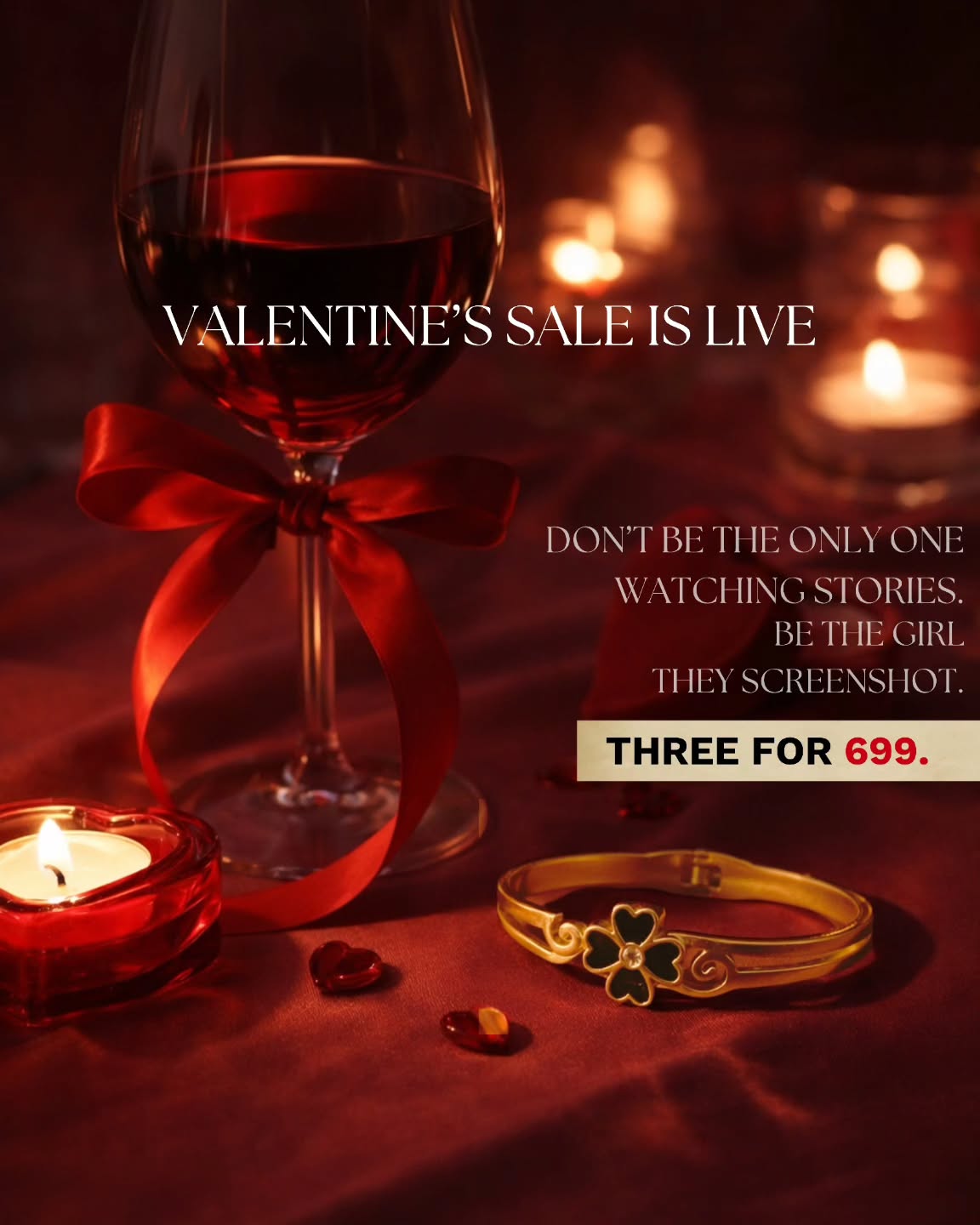 Valentine’s Sale is LIVE 💥
Don’t just watch the stories… be the girl they screenshot.
✨ 3 for 699 ✨
#venerra #valentinevibes #screenshotworthy