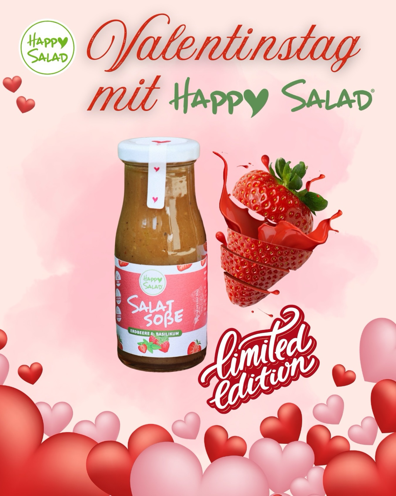 💘 Love at first Bite 💘
Liebe geht durch den Magen – und diesen Valentinstag ganz besonders!💕 Wir feiern den Tag der Liebe mit einem fruchtig-frischen Special, das garantiert für Herzklopfen sorgt.
Denn unser beliebtes Erdbeere & Basilikum Dressing ist zurück - aber nur für kurze Zeit! 🍓 Süß, aromatisch, überraschend – ein echtes Love-Match für deinen nächsten Salat. 😍 Und das ist noch nicht alles:
🎁 Valentinstag-Special
Zu jeder Bestellung ab 30 € schenken wir dir ein 150 ml Dressing deiner Wahl GRATIS dazu.
👉Einfach deine Wunsch-Sorte im Kommentarfeld bei der Bestellung angeben. Gültig vom 09.02. bis 15.02.2026.
💘 Jetzt bestellen & verlieben: www.happy-salad.de/happy-shop
Wir wünschen dir einen wundervollen Valentinstag 💖
BE HAPPY & STAY HEALTHY 💚
*Das Gewinnspiel wird nicht von Facebook/Instagram gesponsert oder unterstützt. Jeder der die Teilnahmebedingungen erfüllt landet im Lostopf. Der/die Gewinnerin wird zufällig ausgelost und nach dem 15.02.2026 ermittelt und benachrichtigt.
#happysald #salad #salat #healthy #Valentinstag
