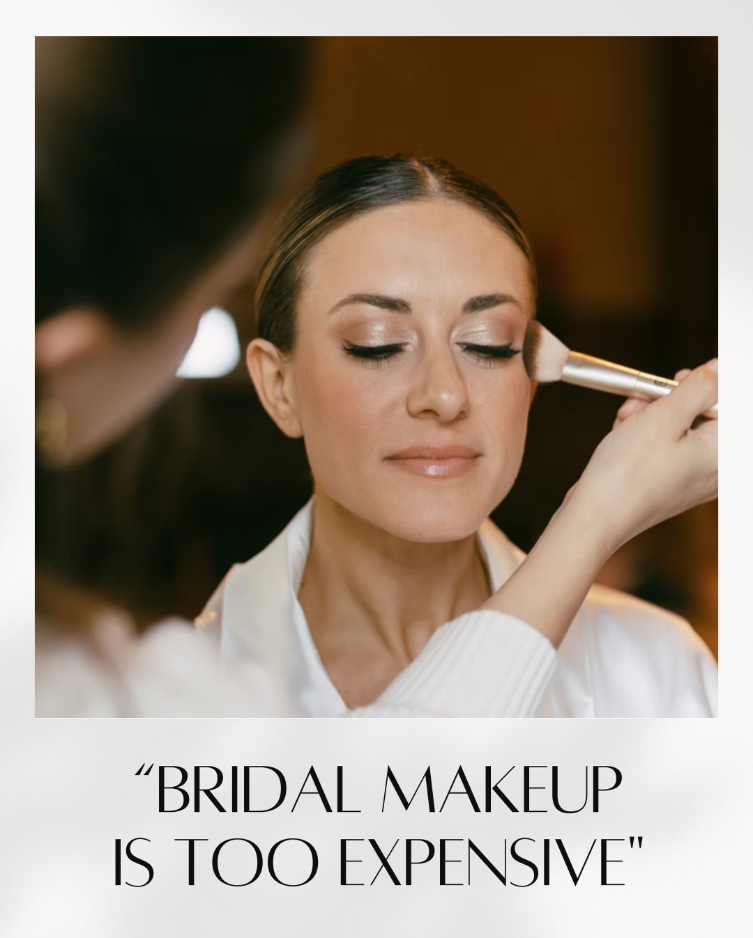 “Thats the price for JUST makeup?”
I truly dont understand how your face isn’t THE most important aspect of your wedding. Without your face looking flawless and you feeling confident, that 8K you spent on your dream photographer is a waste. If you’ve ever had a bad makeup application before, you know your confidence is destroyed and you dont even want your photo taken. Instead of only searching for the cheaper option, make sure you choose an artist you truly LOVE
Pro photo by @kirnosphotography catching me with touch ups