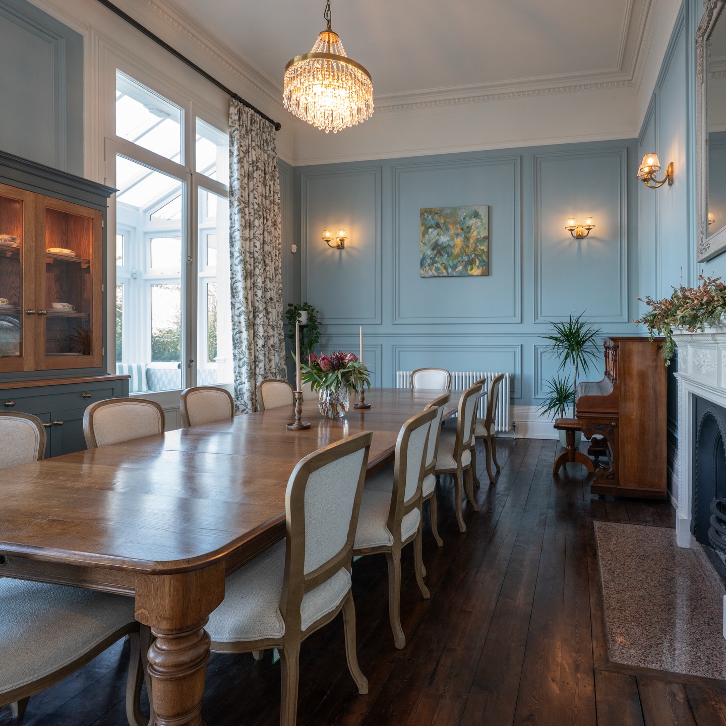The dining room - We always like to show the before for context (last pics). It’s a good reminder of how a few considered details can shift the feeling of a room.
Here, new wall mouldings give the space more scale, the floors were stained for warmth, a mix of bespoke joinery, a Victorian dining table and piano, and a few vintage pieces all help it feel grounded.
The brief was to create something grand, but still homely and welcoming for family gatherings - so we kept it elegant, but not fussy.
This room now has presence, but still plenty of scope for the owners to make it their own. This is such a beautiful, light-filled room, with the most incredible doors!
Interior Design: us! @vivusinteriors
Contractor: @acorn_designandbuild
📸: @siennnaeva
#interiorarchitecture #periodhome #periodproperty
#heritagehome #characterhome