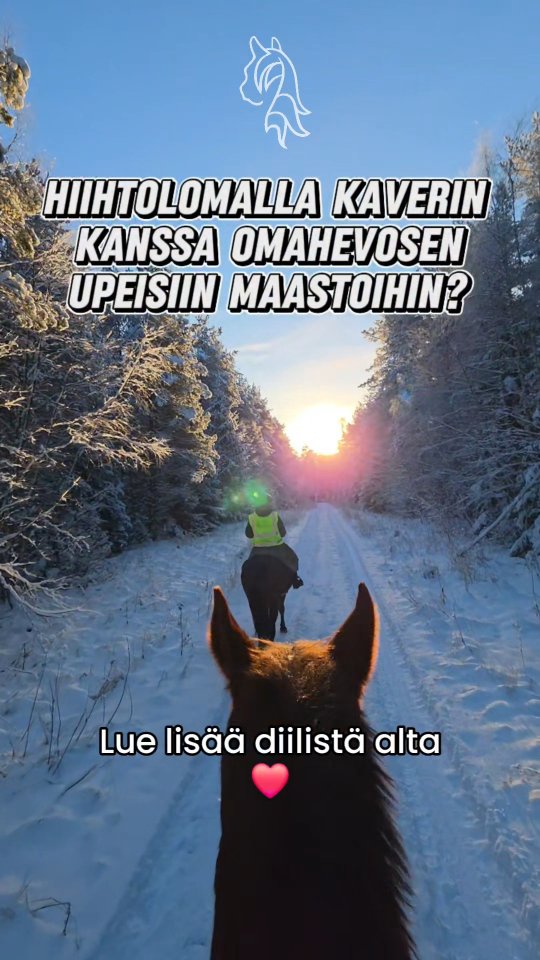 Hiihtolomalla meidän mielettömiin maastoihin? ❤️
Meillä on Etelä-Suomen parhaat maastot. Meillä pääsee autottomille metsäteille, hankilaukoille, kiipeilemään kukkulalle ja samoilemaan poluille.
Hiihtolomalla hepoilla on paljon vapaata kun monen omat ihmiset on reissussa.
Kotiin jäävät saavat hiihtolomalla viedä kavereita maastoon hintaan 50 € kerta.
Diili on voimassa meidän omien ihmisten kavereille sekä vanhoille omille ihmisille, joille maastot ja hepat tuttuja.
Jos et tunne meiltä ketään, niin nyt on hyvä hetki tutustua ❤️ Ja jos tosi paljon kysyntää, niin voidaan järkätä ohjattu yhteismaastokin.
Varaukset Noralta 044-494 6770 (Nora vapaalla pe-la)
#omahevonen #hiihtoloma #maastoratsastus