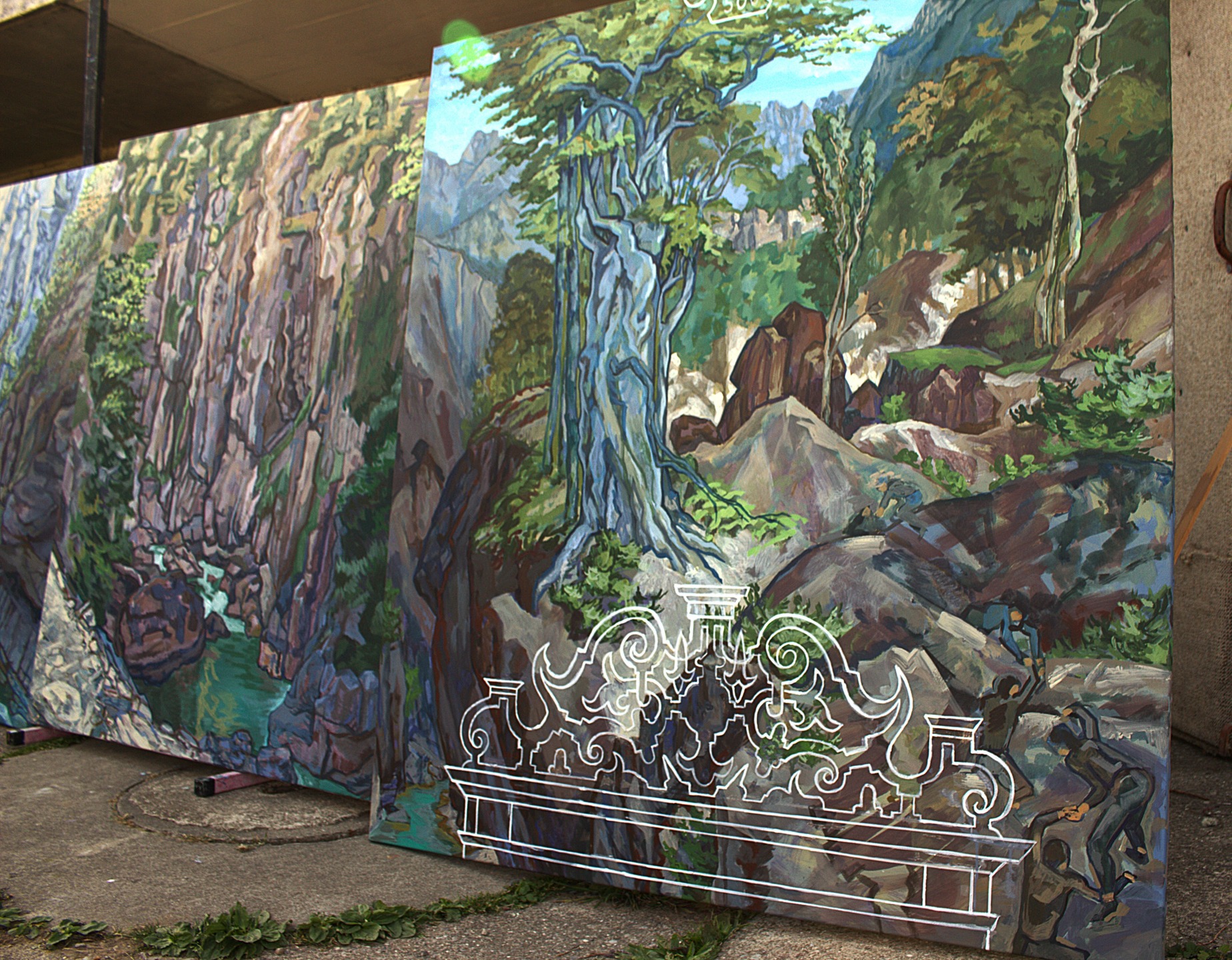 Nouveau site www.bernardbailly.ch
LE PAS DE LA TINE
"La découverte du Haut Pays vers 500," Château de Gruyères, canton de Fribourg
Bailly Hodler Menn, de gauche à droite
Peintures de Bernard Bailly