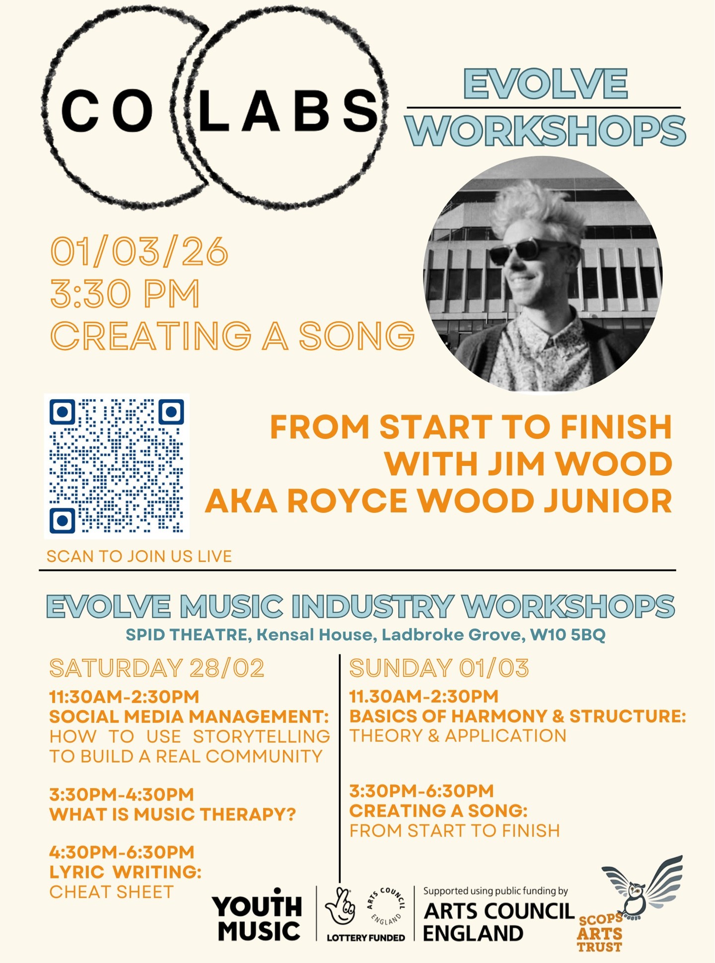 The amazing @roycewoodjunior_ returns on Sunday afternoon Mar 1
A practical, step-by-step workshop guiding you through the entire songwriting and production process —from first spark of an idea to a fully finished release ready song.
Royce Wood Junior is a Grammy and Mercury music prize nominated writer/producer. He has collaborated with artists like Nao, Jamie Woon, Disclosure, Olivia Dean, Joy Crookes, Jordan Rakei, Jessie Ware, Kwabs ands Sohn as well as releasing two solo albums and multiple EP’s.