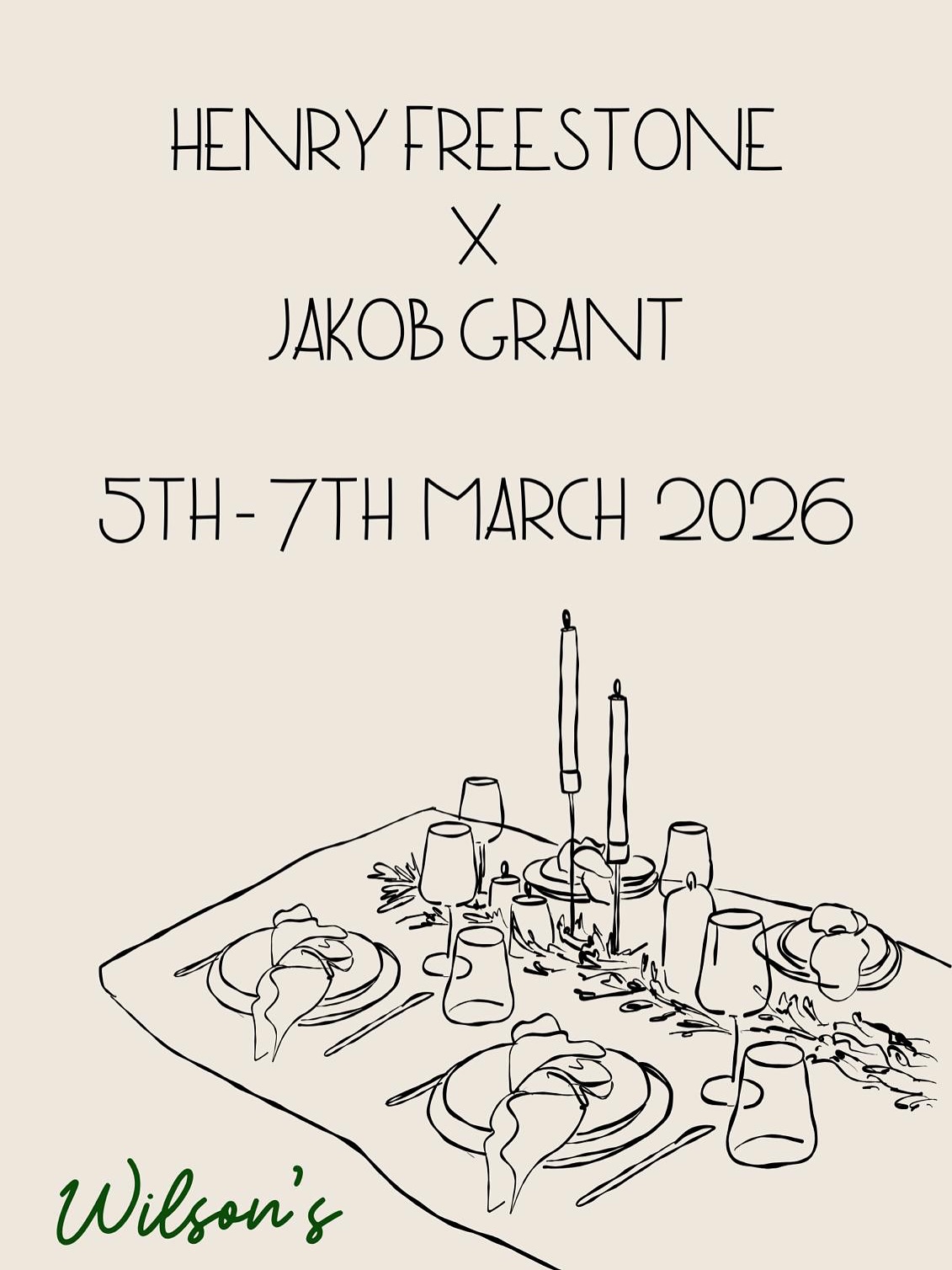 Excited to announce that @jakobgrant_ is returning to Wilson’s for 3 nights cooking alongside @henryfreestone
Last year we had a great few days cooking iconic French dishes…this time we’ll be trending more Italian…still big flavours, still classic cooking and all paired up with some serious wines!
5th - 7th March…3 nights only…get yourself booked in!