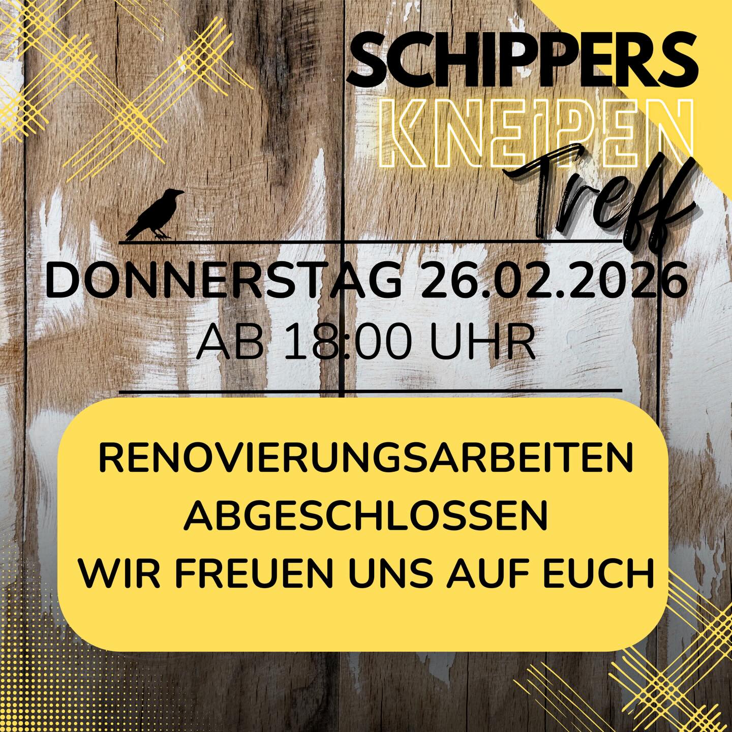 🍻 Wir sind zurück! 🍔🐔
Die Renovierungsarbeiten sind abgeschlossen – und wir freuen uns riesig, euch endlich wieder begrüßen zu dürfen!
📅 Donnerstag, 26.02.2026
⏰ ab 18:00 Uhr
📍 Spargelhof Schippers in unserer Landstube
Freut euch auf unsere Klassiker, die ihr kennt und liebt:
👉 saftige Burger
👉 halbes Hähnchen
👉 dazu natürlich eure Lieblingsgetränke aus unserer Getränkekarte 🍺🍹
Kommt vorbei, stoßt mit uns an und feiert mit uns die Wiedereröffnung – wir freuen uns auf euch! 🖤💛