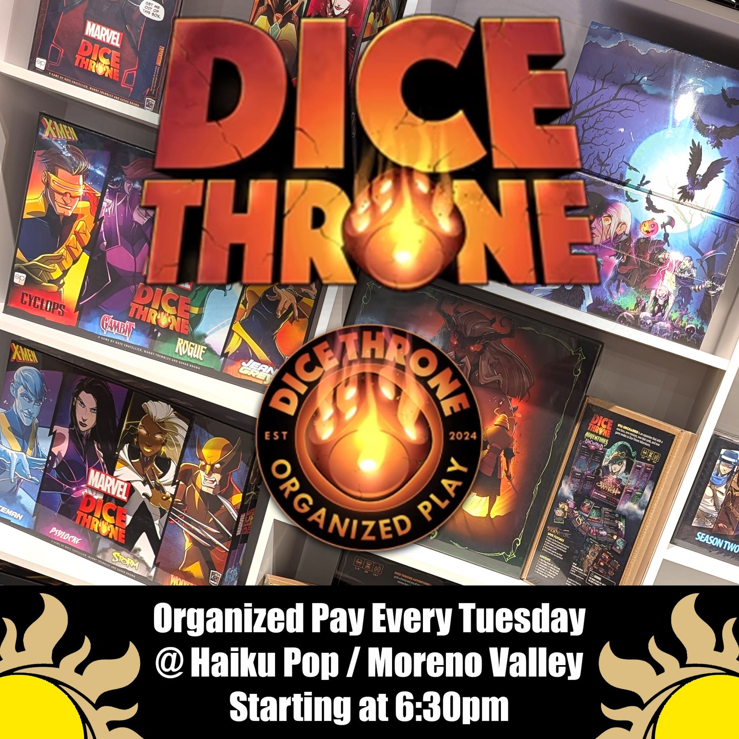 🎲 ROLL INTO BATTLE: Dice Throne Tuesdays! 🎲
Ready to become a Champion? Haiku Pop Gaming & Collectibles is officially launching our Dice Throne Community, and you’re invited!
Whether you’re a seasoned veteran or have never picked up the dice before, there’s a seat for you at our tables. Dice Throne is the perfect mix of strategy and luck—giving everyone a level playing field to take home the win! 🛡️⚔️
WHEN & WHERE:
Every Tuesday | Starts at 6:00 PM
Location: Inside the Moreno Valley Mall (Moreno Valley, CA)
HOW TO PLAY:
Learn to Play: Our friendly staff and community will teach you the ropes!
Casual Play: Just want to roll some dice and hang out? Pull up a chair.
Weekly Tournaments: Ready for a challenge? Join our tournament bracket!
The Loot: Earn exclusive cards and awesome prizes just for participating!
Bring your favorite Hero or come find a new one in-store. It’s time to see if the dice are on your side!
Drop a "🎲" in the comments if you’re joining us this Tuesday!
#haikupop #MorenoValley #DiceThrone #MorenoValleyMall #BoardGames #TabletopGaming #RiversideGamers #DiceThroneTournament #LearnToPlay #LocalGameStore