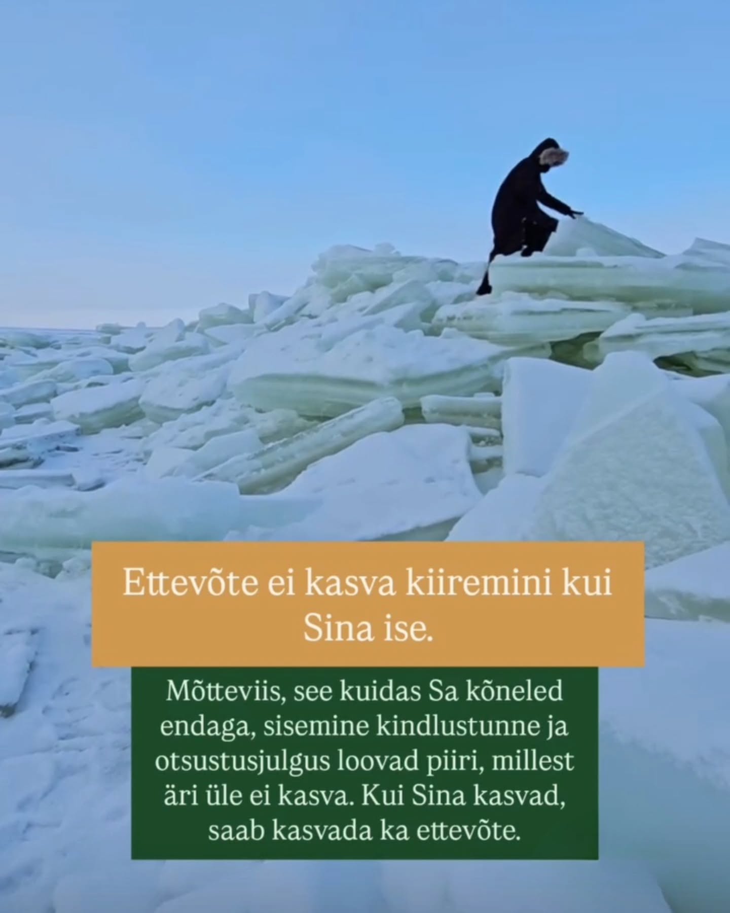 Kui Sa oled täna täiesti rahul,
ei tunne sisemist kutset kasvada
ja Sind ei kõneta teadlik eneseareng ettevõtjana,
siis see programm ei ole Sulle.
Aga kui Sa tunned, et miski siiski torgib…
💥 Kui Sa tead, et Sul on rohkem potentsiaali kui see, mida Sa praegu rakendad.
💥 Kui Sa januned selguse, fookuse ja sügavamate vestluste järele.
💥 Kui Sa tahad kasvada mitte ainult ettevõttes, vaid ka inimesena.
Siis kutsun Sind 3-kuulisse coachingu ja mentorlusega grupiprogrammi
„Järgmise taseme mina ettevõtjana“ 💥
See ei ole kursus.
See on:
✨ koos mõtlemine ja koos edasi liikumine,
✨ personaalsus - väike, kuni 6-liikmeline grupp (3 kohta on juba võetud - 3 veel vabad),
✨ fookus nii ettevõtte kasvul kui ka Sinu sisemisel kindlusel,
✨ iganädalased grupikõned + 2 individuaalset 1:1 coachingut,
✨ ruum, kus Sa ei jää oma küsimuste ja mõtetega üksi,
✨ külla tulevad oma ala eksperdid
Jpm põnevat ja väärtuslikku.
Eelmisel aastal tõstsin ma oma ettevõtte käivet 2,5 korda.
Mitte rohkem rabades – vaid luues selguse, hoides fookust ja tehes julgeid otsuseid. Ja sealjuures oli väga oluline samm > ümbritseda end inspireerivate inimestega. 🤩
Seda sama teekonda aitan ma nüüd luua ka Sinul.
🚀 Stardime 16.02 > Intensiivne 3 kuud + 2 kuud järeltoetust.
Kui Sa tunned, et see võib olla Sinu järgmine samm,
siis kirjuta mulle „JÄRGMINE TASE“ või broneeri tasuta 40-minutiline selguse kõne.
Kõne ei kohusta Sind liituma.
Aga võib anda Sulle vastuse, mida Sa oled oodanud.
Sinu ettevõte saab kasvada ainult nii palju, kui Sina lubad endal kasvada. 💚