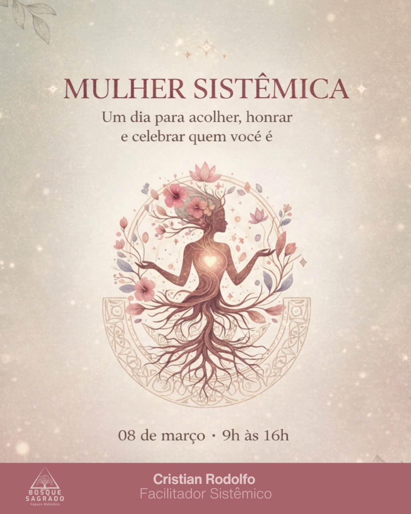 🪷
MULHER SISTÊMICA
Quando mulheres se reúnem com presença,
algo maior se move.
O feminino encontra espelho,
acolhimento
e força no grupo.
Cada movimento individual reverbera,
organiza
e sustenta o campo de todas.
Esse é o espírito da Mulher Sistêmica 🤍
Um encontro onde o feminino não precisa se explicar — apenas se permitir.
✨ INFORMAÇÕES DO ENCONTRO
📅 08 de março — Dia da Mulher
⏰ 9h às 16h
📍 Bosque Sagrado
🪷 Vivência para mulheres
🌿 Vivências:
• Movimentos Sistêmicos a serviço do feminino
• Cerimônia do Cacau
• Ritual de consagração
• Meditação em ThetaHealing
• Espaço de acolhimento e celebração
🍃 Coffee da manhã compartilhado
🥐 Brunch especialmente preparado, incluso
🎟️ Valores
• Lote 1 (até 28/02): valor promocional
• Lote 2 (até 07/03)
✨ Vagas limitadas para preservar a profundidade do campo.
📩 Para inscrições e mais informações, me chama no direct ou no WhatsApp.
#CerimoniaDoCacau
#ThetaHealingBrasil
#ConstelacaoFamiliar
#SagradoFeminino