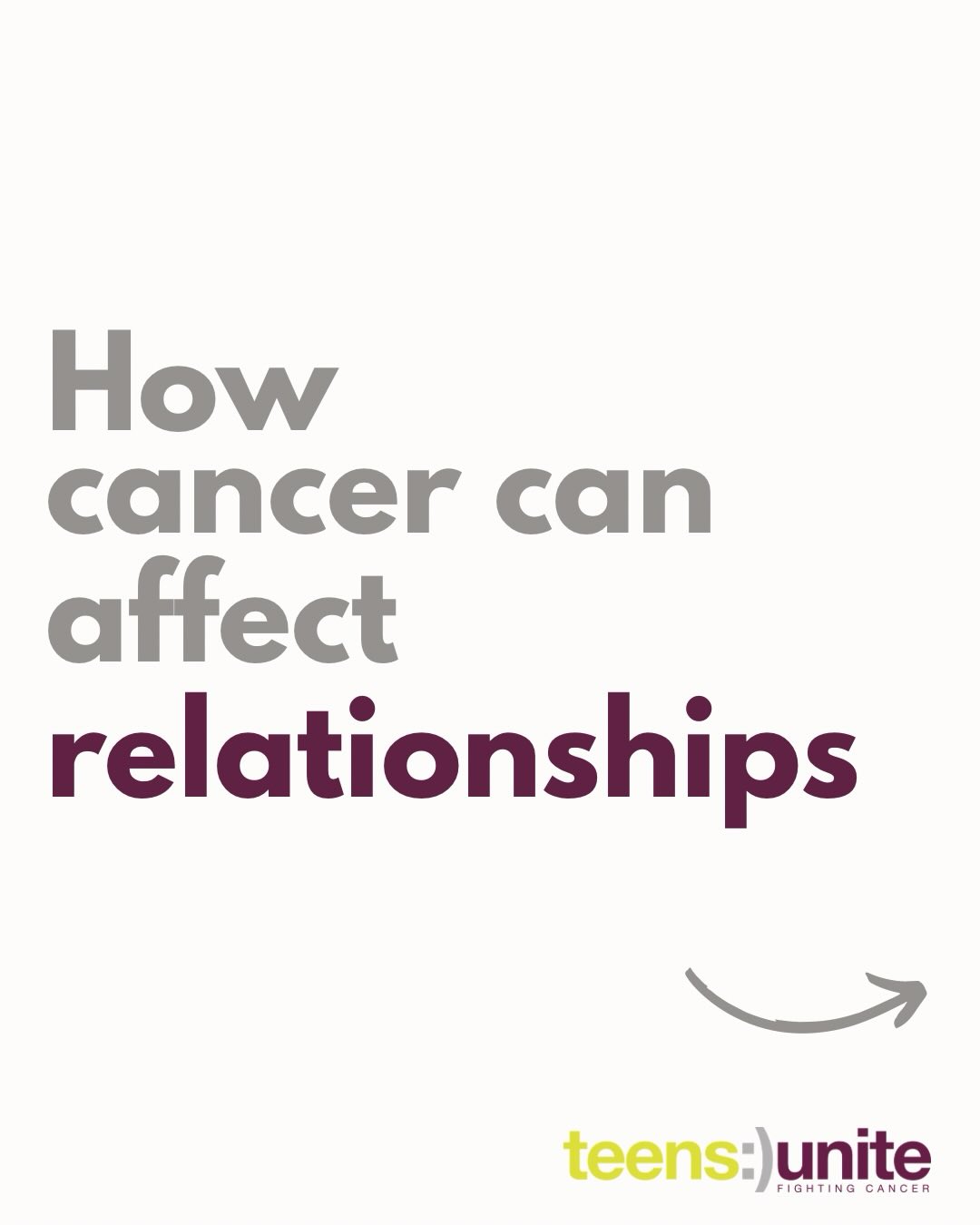 Cancer can affect so many parts of your life - including your relationships. Changes in your body, confidence, or the way you see yourself can all have an impact on how you connect with friends, partners, and even family. It’s completely normal if these shifts feel overwhelming or if you’re unsure how to navigate them.
You might find that your relationships change - some may grow stronger, while others feel harder to manage. You may worry about how others see you, how to talk about what you’re going through, or how to feel confident in dating and intimacy again. These feelings are totally normal, and you’re not alone in experiencing them.🫶
At Teens Unite, we understand how deeply cancer can affect connection and closeness. That’s why we create a safe space where you can talk about relationships, body image, self-esteem, friendships, and more - alongside other young people who truly ‘get it.’💬
Through our “Let’s Talk” digital sessions, there’s no pressure to share. You can just listen, join in when you feel ready, or chat online. It’s a space to be yourself, feel heard, and remember that you’re not alone.
🔗Don’t miss our upcoming events and talks - check them out through the link in our bio!
#livingwithcancer #cancersupport #relationships #cancercommunity #yourenotalone
