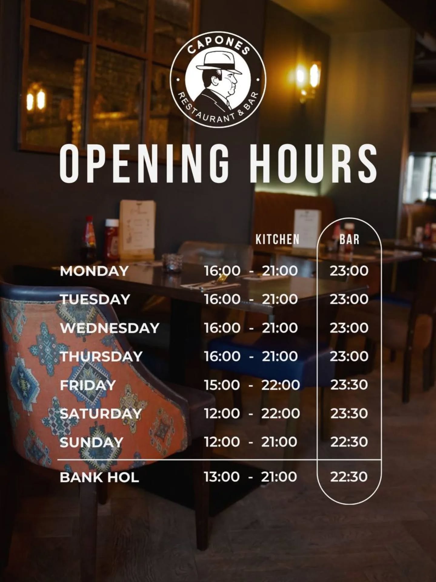 Planning your visit? Here’s a quick reminder of our opening hours 👋
#caponesrestaurant #galway #caponesgalway