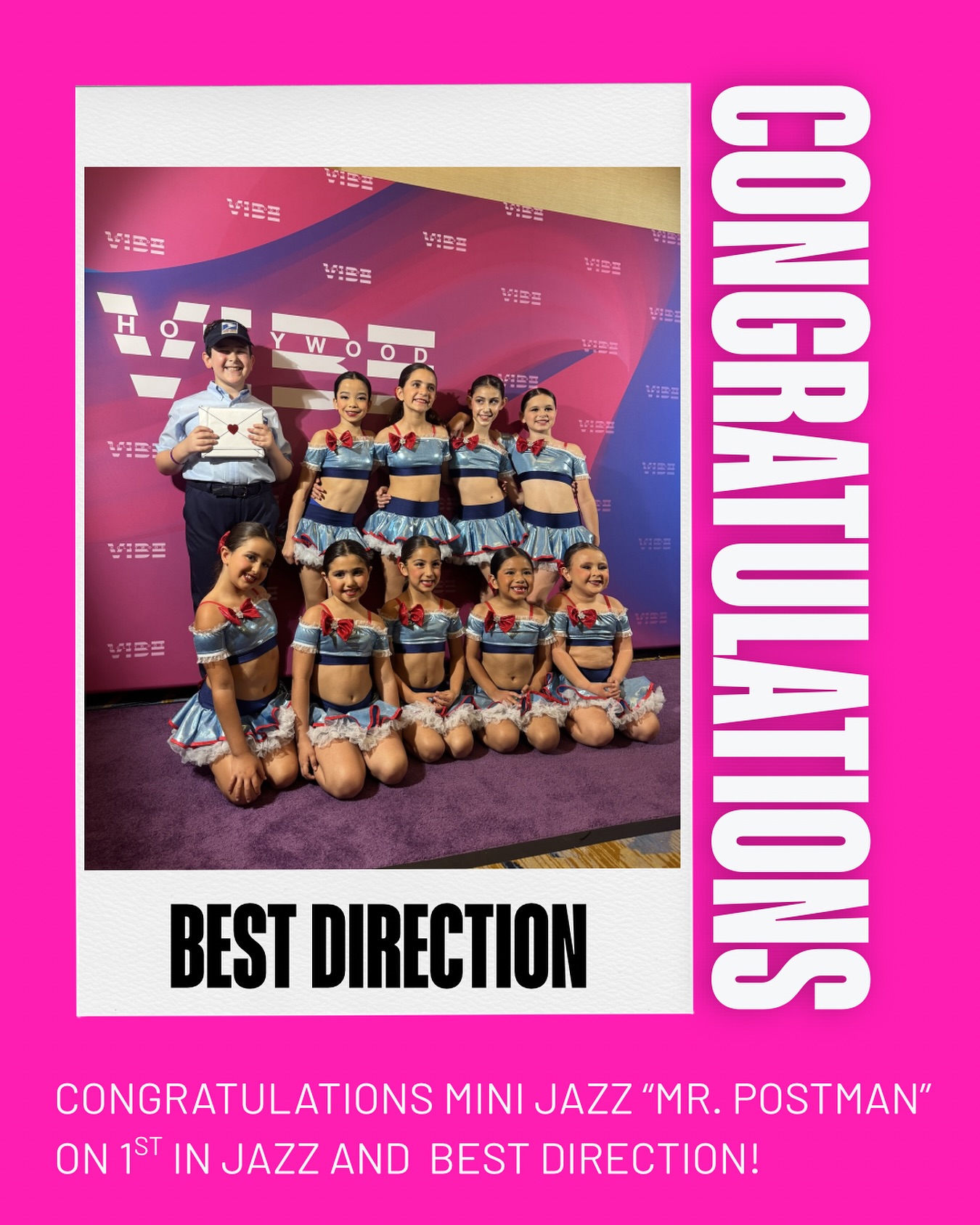 Congratulations to our mini team on best direction and 1st in jazz at @hollywoodvibe ⭐️🤍
