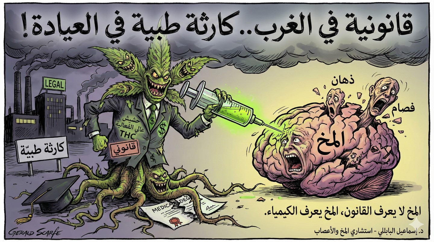 "قانونية في الغرب.. كارثة طبية في العيادة!" 🚫🧠
يا جماعة، يكثر الجدل بين شبابنا المبتعثين أو المسافرين: "يا دكتور، لو كان الحشيش (Cannabis) ضار، ليش سمحت فيه دول متقدمة؟"
الجواب الصادم جايكم من نفس هذه الدول وبأحدث الدراسات
في مراجعة علمية ضخمة نُشرت في أكتوبر 2025، شملت أكثر من 220 ألف شخص، وجدوا كارثة حقيقية مرتبطة بما يسمى "الحشيش عالي الفعالية" (High-potency Cannabis)
المشكلة أن المنتجات الموجودة الآن في الأسواق الغربية ليست مثل حشيش السبعينات؛ تركيز مادة الـ THC فيها تضاعف بشكل مرعب!
النتيجة؟
ارتباط وثيق ومباشر بزيادة حالات "الذهان" (Psychosis) و"الفصام" (Schizophrenia)
يعني، الشاب يروح يدرس هندسة أو طب، ويرجع لأهله -لا قدر الله- بمرض عقلي مزمن بسبب "تجربة" ظن أنها عابرة
القانون يسمح بالبيع لأسباب اقتصادية أو سياسية، لكن الطب لا يجامل. المخ لا يعرف قانون دولة، المخ يعرف كيمياء وتفاعلات
نصيحتي لكل أب وأم، ولكل مبتعث: "قانوني" لا تعني "صحي". احموا عقولكم، فهي رأس مالكم في الغربة
لماذا برأيك يتجه الغرب لترخيص هذه الأمور؟