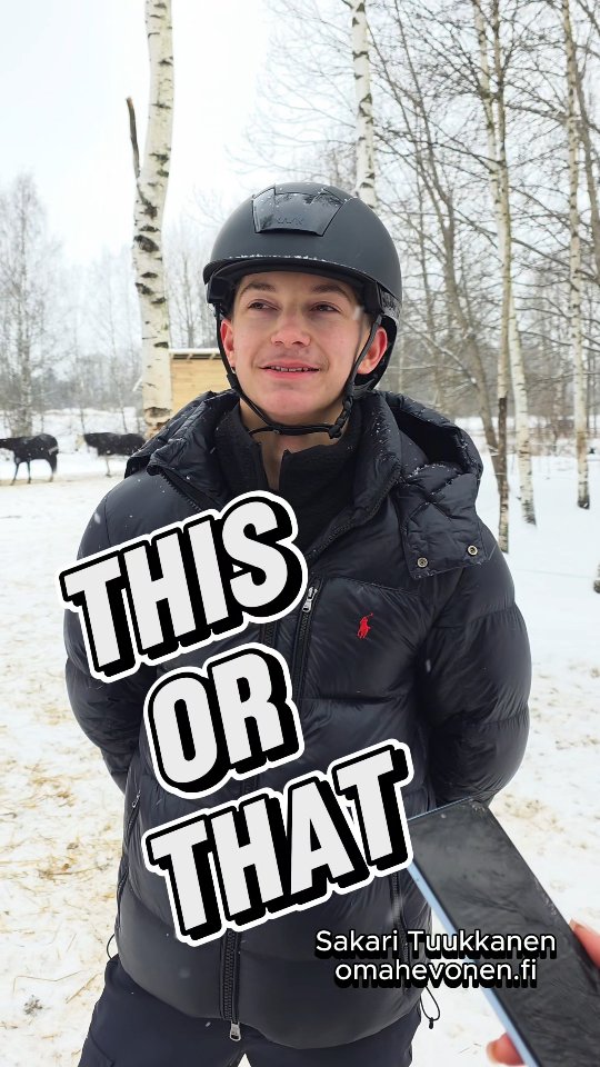 Jatketaan Sakari Tuukkasen kanssa ja tänään aiheena on This or That kysymykset ⁉️👀 @sakari.tuukkanen 🐎 #thisorthat #omahevonen #yhteistyö
