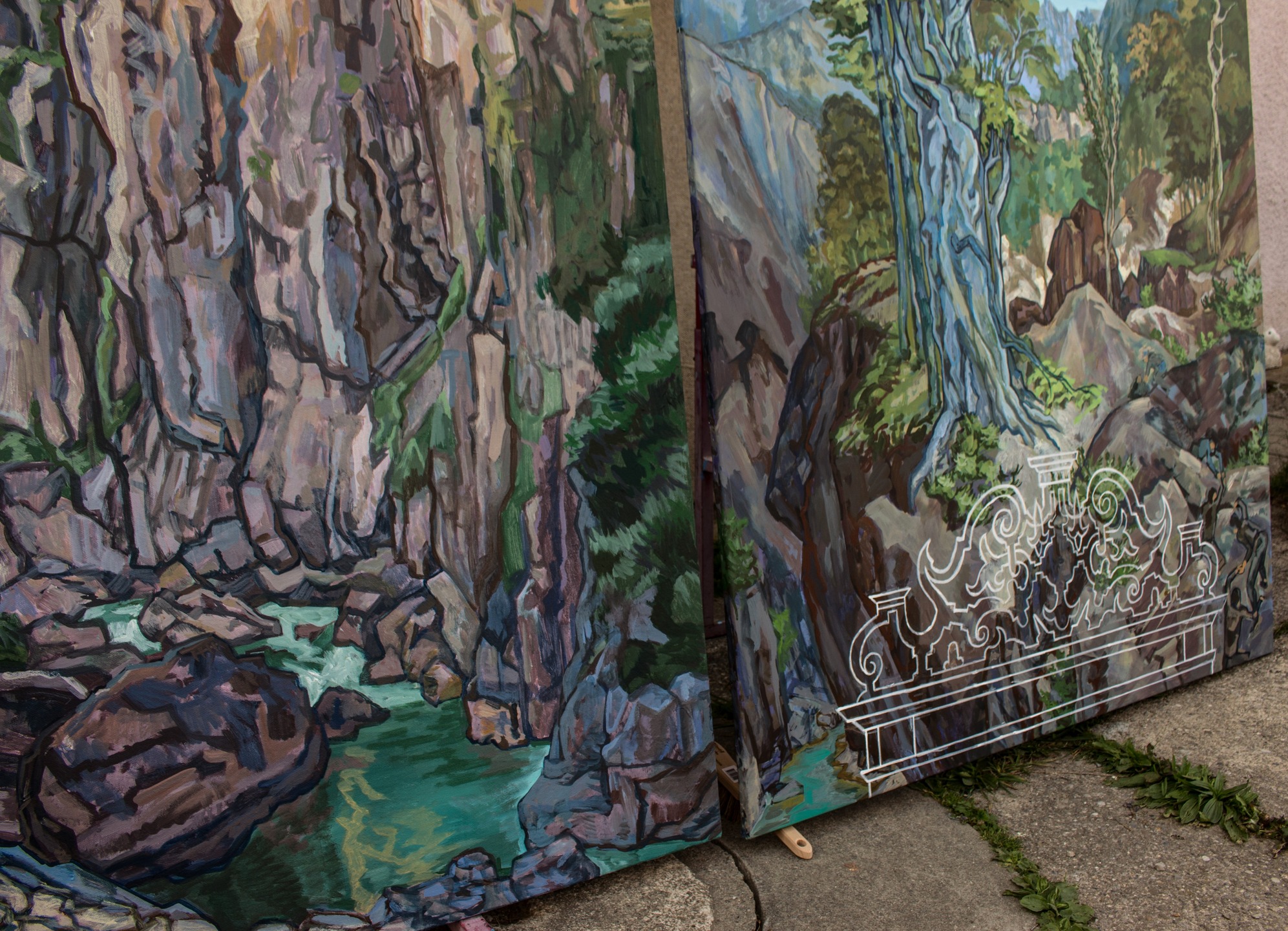 Nouveau site www.bernardbailly.ch
LE PAS DE LA TINE
"La découverte du Haut Pays vers 500," Château de Gruyères, canton de Fribourg
Bailly Hodler Menn, de gauche à droite
Peintures de Bernard Bailly