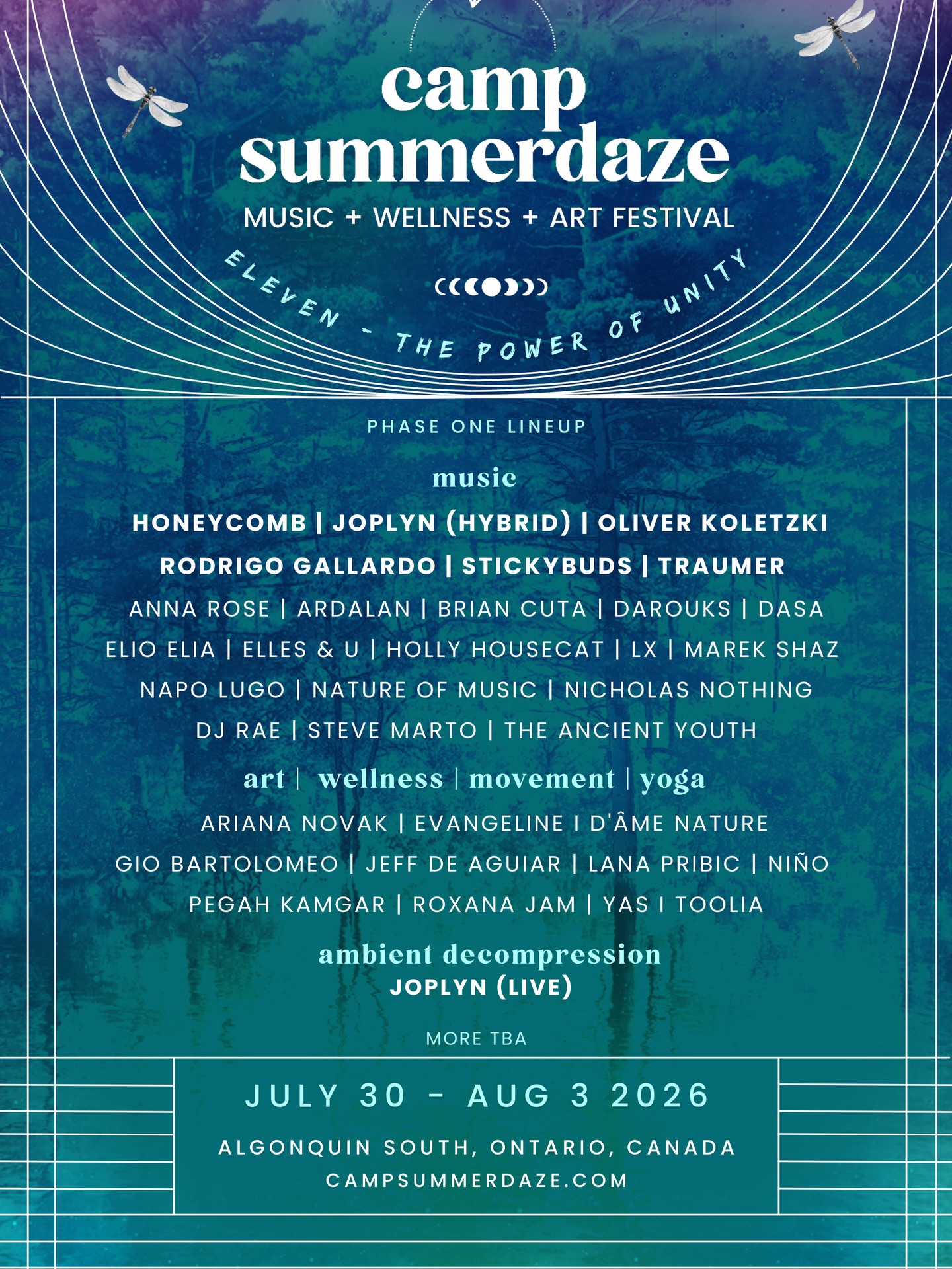 It’s happeningggg
Phase One lineup just dropped and I’m beyond excited to be part of
@campsummerdaze 2026
This year’s theme is ELEVEN - The Power of Unity
1 + 1 = 11. We rise together
See you in the forest