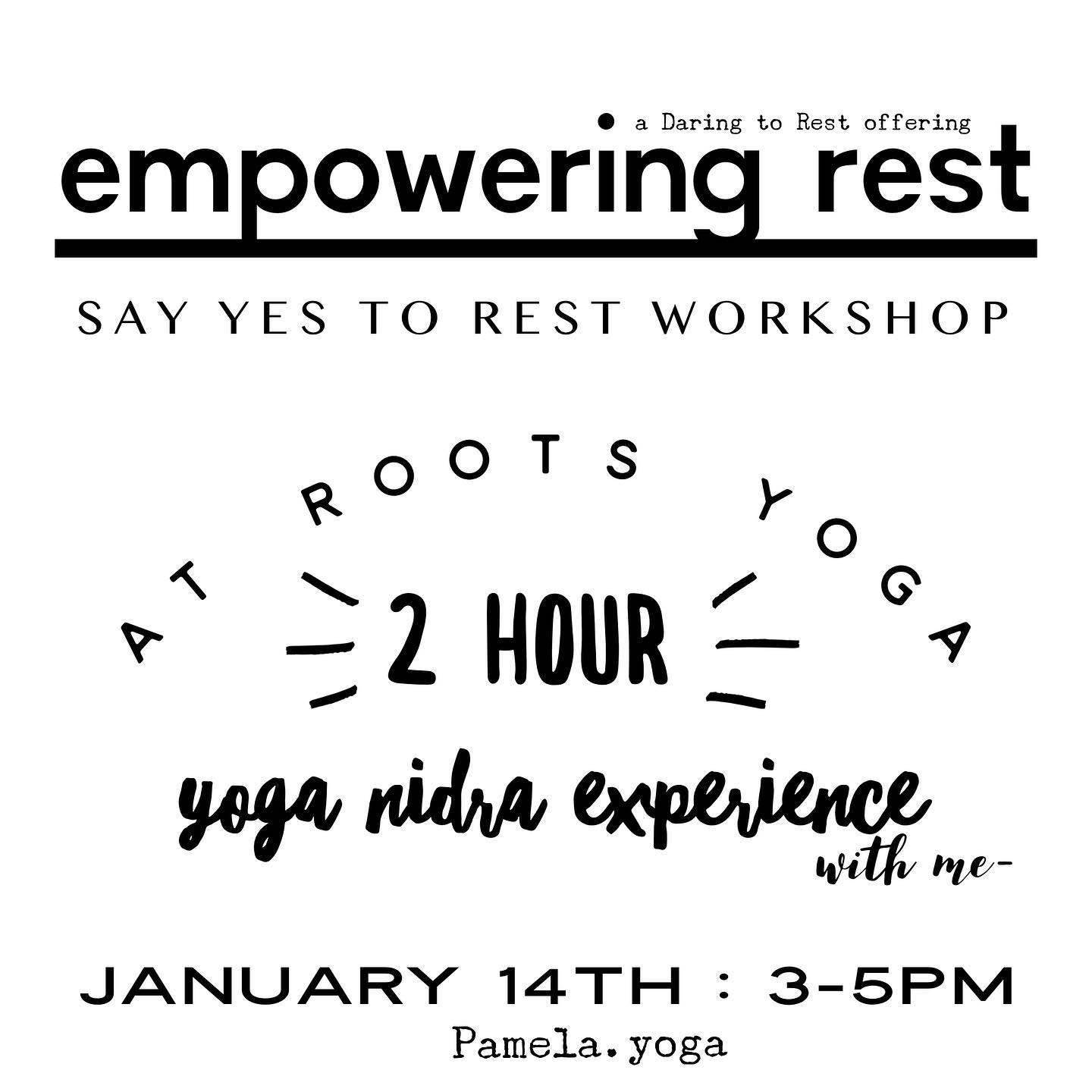 Join me in person to explore the benefits of guided Yoga Nidra meditation during this 2 hour nurturing experience.
I had no idea that the practice of pausing to nurture would benefit my mindset and overall health and life as much as it has.
I want to share that with you & I invite you to join me in discovering being empowered by resting.
What you can expect:
A tranquil environment of dimmed lights, blankets and bolsters galore, essential oils, inspiring music, stillness, and connection to others.
A guided meditation to fully experience the transformative and healing energy of Yogic sleep with a trace of awareness.
Supportive inquiry, exploring and community
Herbal Teas and nurturing snacks.
Take home Journal & Touchstone
#yoganidra
#daringtorest
#empowerment
#support
#rootsyogawadsworth