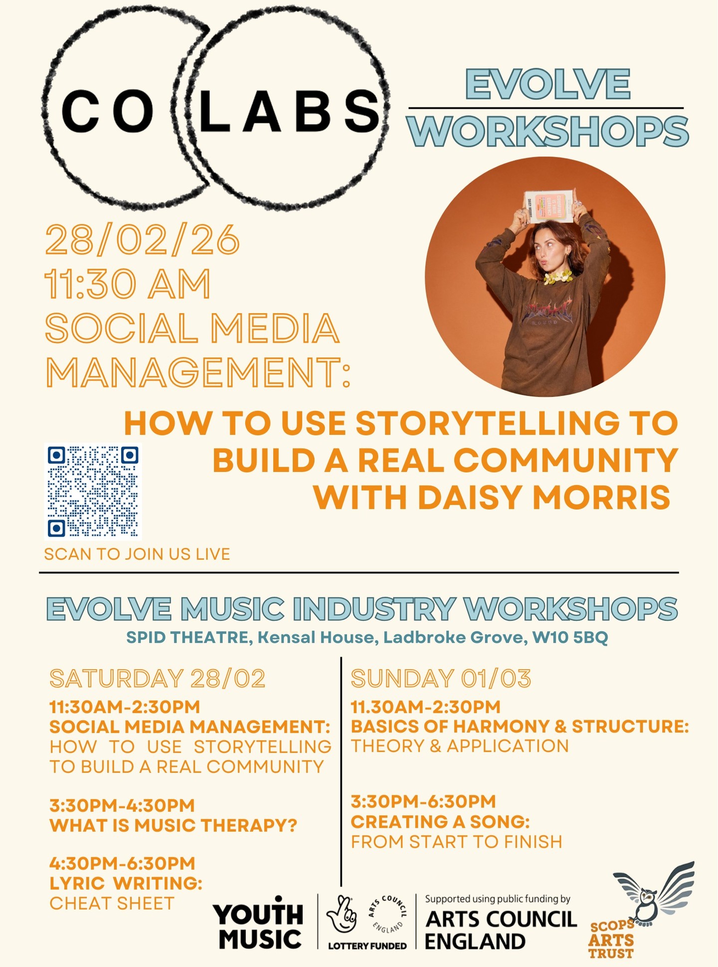 First up on Saturday Feb 28 is the wonderful @the_self_hood
This workshop is designed for people who want to use storytelling to connect with people in a more meaningful way. In How To Use Storytelling To Build A Real Community, we’ll explore how to develop a clear tone of voice, write strong bios, and create content and a content strategy that feels aligned and intentional. You’ll learn how to tell stories that reflect who you are, communicate your value clearly, and invite the right people into your world, turning your audience into a genuine, engaged community.
Daisy Morris is a community expert, content strategist and Founder of the content consultancy The Selfhood, and IRL community and content space, Prioject Neighbourhood. She is also a TEDx speaker, lecturer and Author of ‘Community Is Your Currency’ a book which has been dubbed as ‘the social media bible’ by Refinery29. Clients of Daisy range from tech companies such as Adobe, Apple and Instagram, mental health businesses such as Mind and Self Space. Daisy is on a mission to make URL feel as human as IRL and has a community first approach to her work.