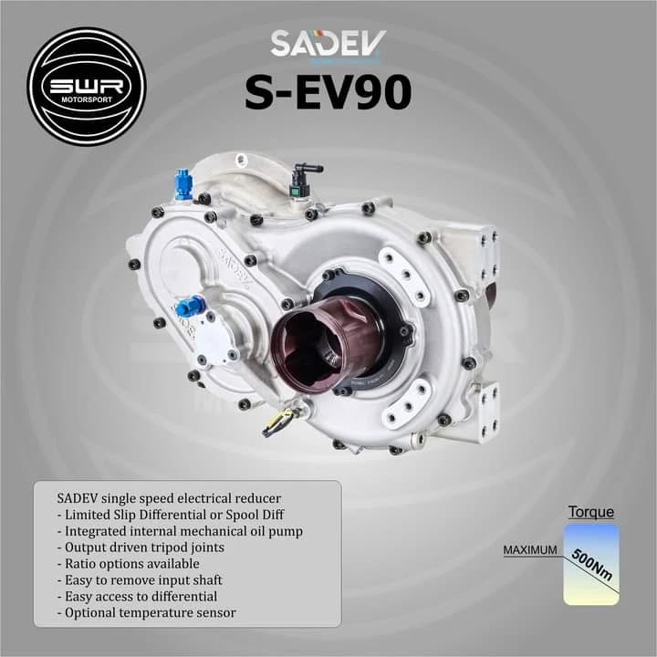⚙🏁 SADEV TRANSVERSE ELECTRICAL REDUCER 🏁⚙
Sadev's S-EV90 is a transverse electrical reducer and can suit front or rear wheel drive projects with option of differentials and ratios.
Even with its compact casing, this unit can manage a strong motor for tough racing applications and provide the high level of performance required!
If you are curious for more info, please feel free to ask us! We will be happy to help.
#SWR #SADEV #Transmission #Transmissions #winning #Racing #Competition #motorsport #racing #motorsports #competition #ev #electriccar #electrical