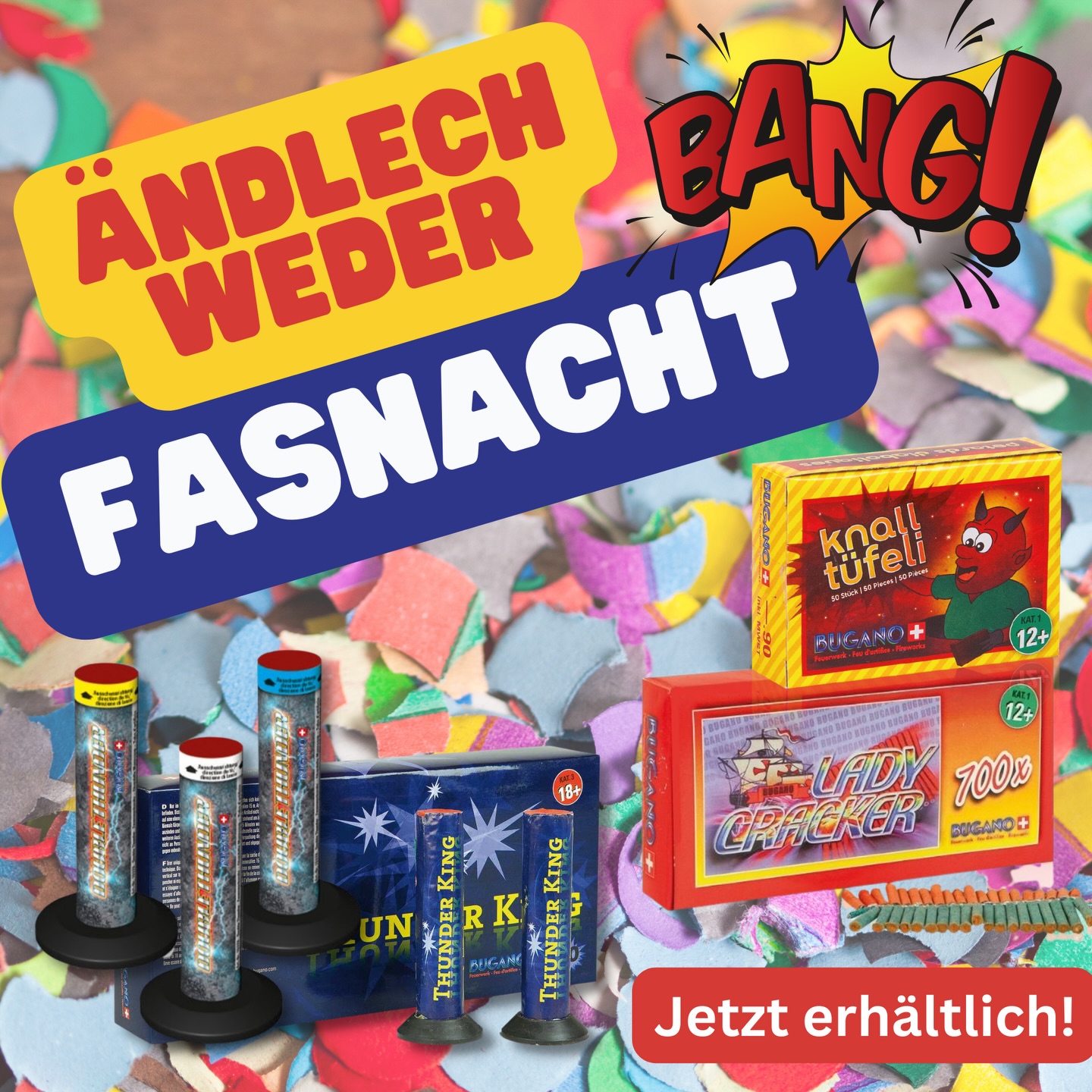 Mit dem heutigen Urknall ging die Fasnacht 2026 so richtig los🥳 Wir haben diverse Knalltüfeli und Thunder, damit auch du die 5. Jahreszeit zelebrieren kannst😊
#freypapeterie #dagmersellen #fasnacht