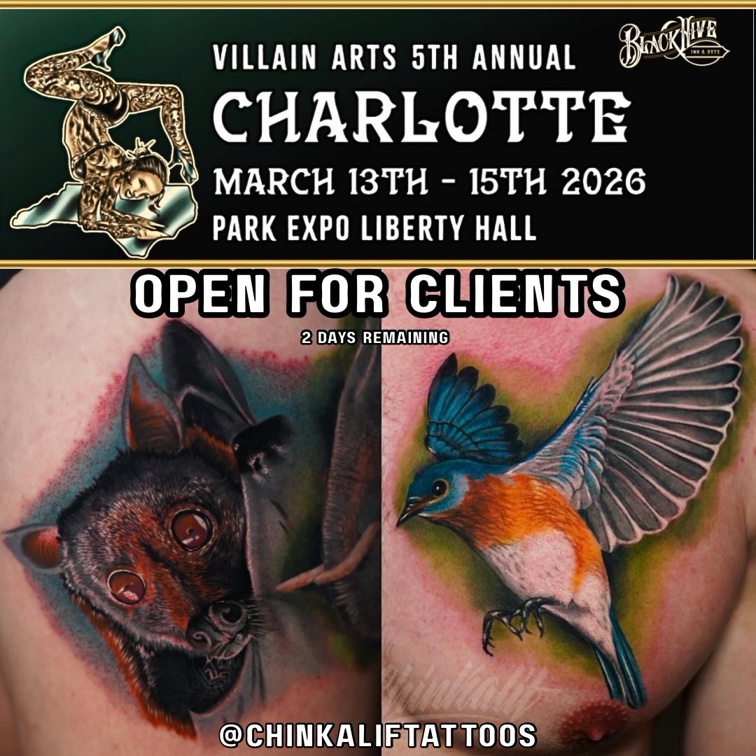 Charlotte— we’re looking for canvases 👀
Black Hive Ink will be at the Villain Arts Tattoo Convention March 13-15 and we’re booking for the weekend.
If you’ve been waiting for the right time to start a new piece or finish one, this is it.
If you’re looking for bold color, clean line work, black & grey realism or an anime piece we have an artist for you.
Convention spots go fast and fill up quickly
If you’re in Charlotte (or close enough to make the trip), DM us with your idea and let’s get you on the schedule.
📆March 13-15
📍Charlotte Convention Center— Charlotte, NC
Let’s make this weekend unforgettable—DM us to claim a spot and leave winning 1st 🥇
#villainartstattooconvention #villainarts #charlottetattoo #tattooconvention #tattoos