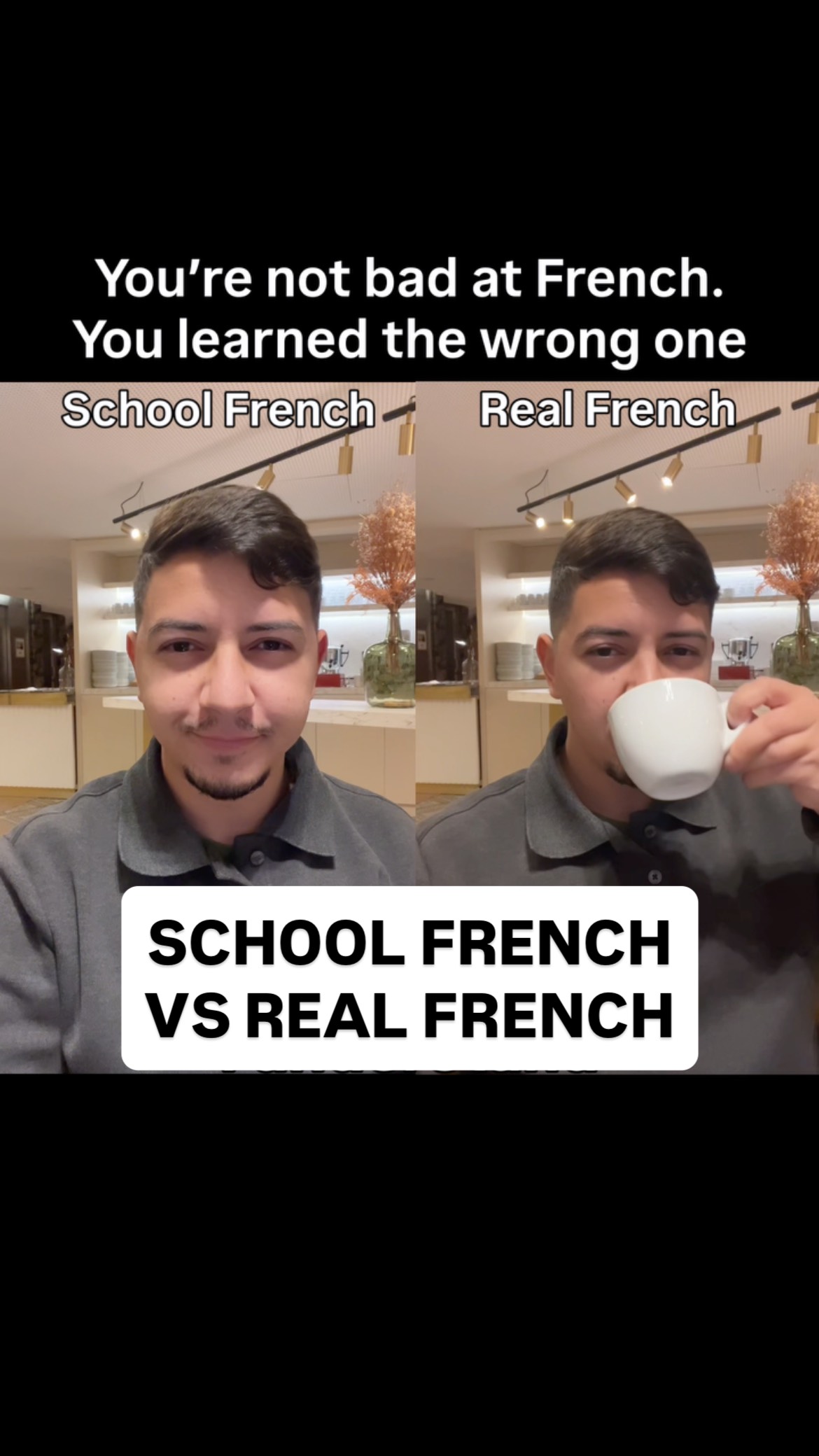 You’re not bad at French. You learned the wrong one.
School French is clean, structured, predictable.
Real spoken French is fast, flexible, and contextual.
If you only learn “correct” French, you’re not wrong.
But you’re missing how French is actually used.
Here’s what that looks like in real life:
“Je” + a verb starting with a consonant
is often pronounced differently.
“je suis” → “j’suis” → /SHUI/
But with verbs with a V like venir, it changes again (sorry):
“je viens” → “j’viens” /JVI1/
(like /IN/, like the number 1 in French)
“Tu en” often becomes “t’en”,
because words naturally stick together when people speak.
Inverted questions like
“Comment vas-tu ?”,
“Es-tu… ?”,
“As-tu… ?”
are almost never used in real conversations.
Instead, French people use direct questions,
“est-ce que” for closed questions,
and “qu’est-ce que” for open ones.
And “qu’est-ce que” is pronounced /KESKE/,
because the E in the middle is often dropped.
Just like in boulangerie, pronounced /BOOLANJRI/ not /BOOLANJERIE/.
This is not slang.
This is not “young French”.
This is everyday French, used by everyone.
And when you don’t understand people,
daily life in France becomes exhausting.
Cafés, admin, small talk, real conversations… everything feels harder than it should.
That’s exactly why Coaching FLUENCE™ exists.
Not to just teach you French,
but to help you assimilate it as it’s spoken in real life.
With a clear action plan.
Simple routines you can actually follow.
Even if you’re busy or overloaded.
And yes, we work seriously.
But we also laugh a lot during sessions.
Because progress happens faster when learning feels human.
If you don’t want to keep “learning and hoping it works”
and instead want a method that actually works:
Apply for Coaching FLUENCE™
Book your discovery call via the link in bio.
Voilà.
#frenchforexpats #expatinfrance #movetofrance #americanexpat #learnfrench