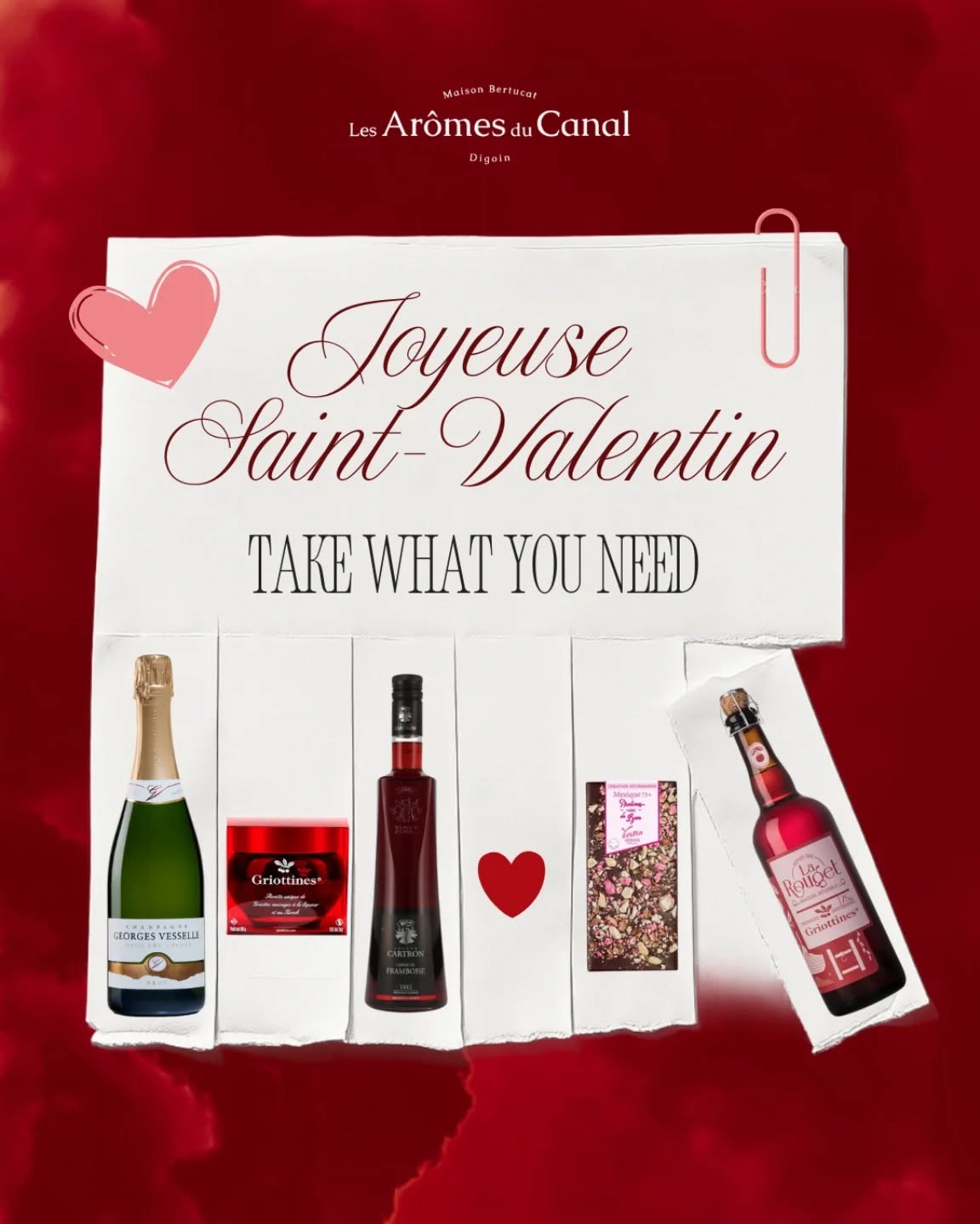 | Saint-Valentin |
Il est encore temps de trouver une petite attention pour votre moitié ❤️
Du chocolat, une bière aux couleurs de l'amour ou encore un coffret gourmand 🎁 Retrouvez une sélection de produits en boutique 🥰
Pour votre soirée, pensez également à une bonne bouteille de Champagne 🍾 ou une liqueur de fruit pour agrémenter un cocktail 🍸
Joyeuse Saint Valentin ✨️
L'abus d'alcool est dangereux pour la santé.
#saintvalentin #caviste #digoin #route71