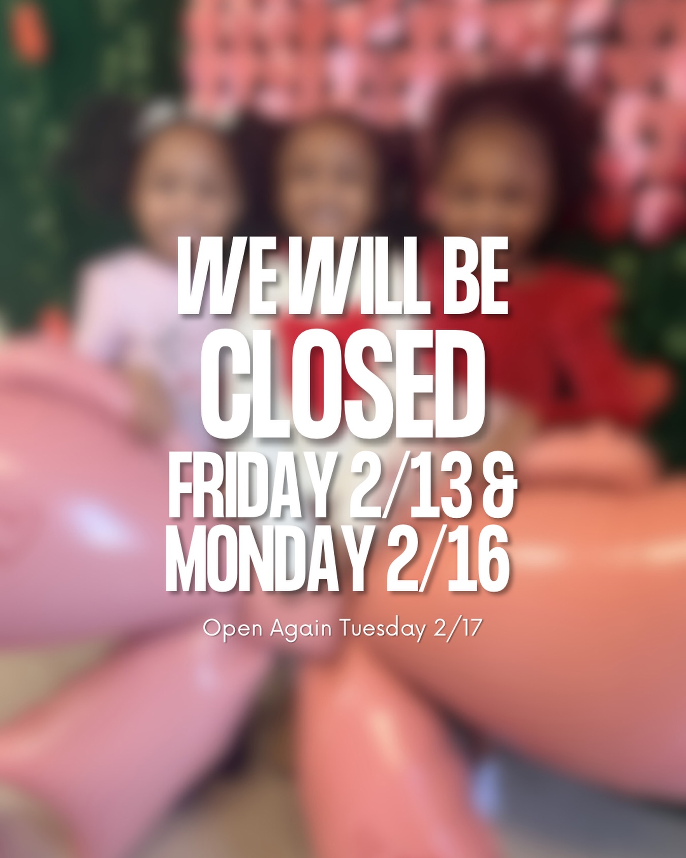 Fruitful Trees Learning Center will be closed Friday 2/13 and Monday 2/16. We will reopen and resume normal operations on Tuesday 2/17.
We appreciate your understanding as our team takes this time to rest and reset so we can continue pouring into our students with patience, excellence, and care. Creating a safe, nurturing, and engaging environment for your children is always our priority.
Wishing all of our families a Happy Valentine’s Day ❤️ and a Happy President’s Day 🇺🇸!
We can’t wait to welcome everyone back on Tuesday!