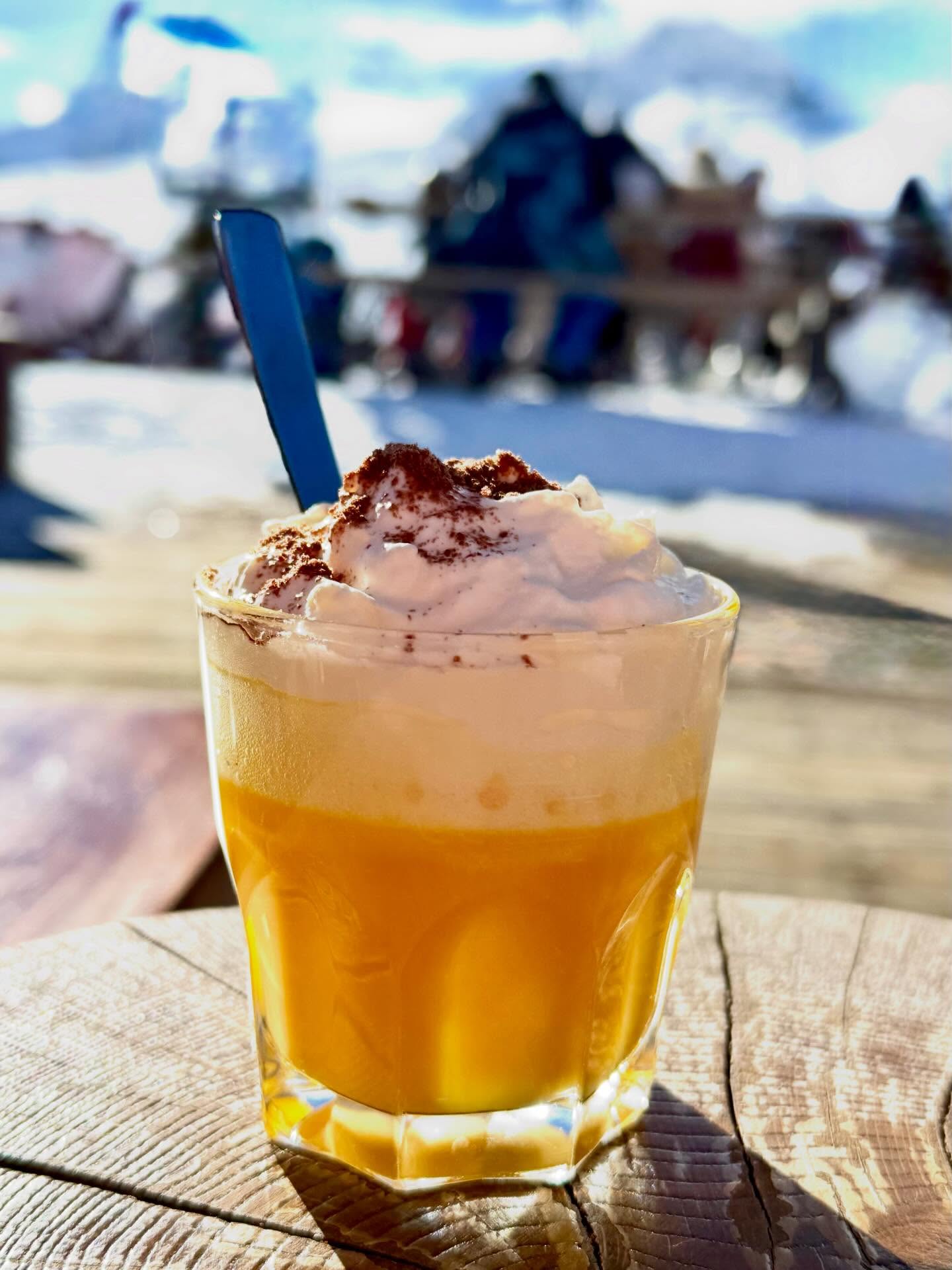 Bombardino…favorite apres ski tradition #stmoritz #swissalps🇨🇭 #switzerland🇨🇭 #travelbloggers #retireandtravel
