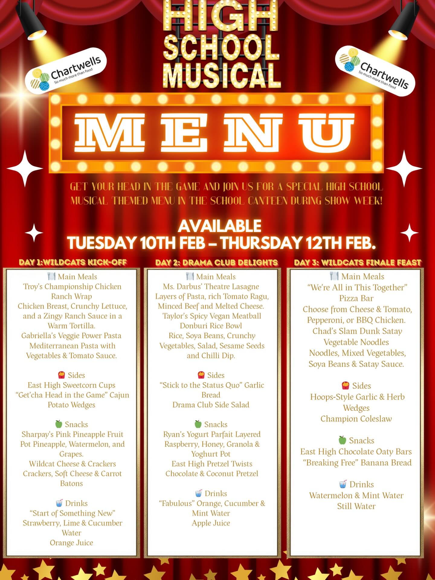 The last day to have our High School Musical canteen menu!