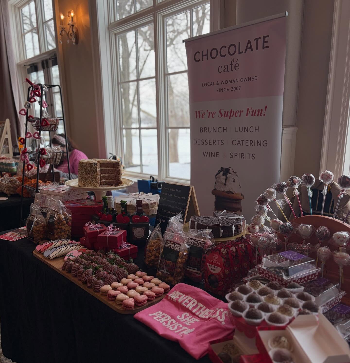 Come see us at Pinnacle Golf Club in Grove City until 9 pm tonight!! We are partying and dancing and ready for Valentine’s Day! @madelocalohio @pinnaclegc #galentinesday❤️ #chocolatecafe