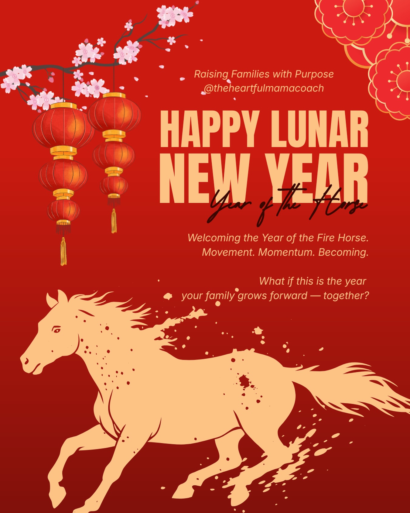 2026 welcomes the Year of the Fire Horse 🐎🔥
Wishing you and your family a meaningful, healthy, and prosperous Lunar New Year. May this year bring clarity, connection, and renewed purpose in your home. 🏠🧧🍊
In Chinese astrology, the Year of the Fire Horse is a rare 60-year cycle. It symbolizes intensity, rapid change, independence, and bold transformation. The Horse moves fast. Fire amplifies passion, volatility, and momentum.
It is powerful energy.
And in many ways, it mirrors modern family life.
👉 Big emotions.
👉 Strong-willed children.
👉 Developmental leaps that feel sudden and destabilizing.
👉 Power struggles that catch us off guard.
Intensity itself is not the problem.
Family systems theory reminds us that families operate as interconnected emotional units. When one member escalates, the system responds. When leadership is unclear, stress spreads. When parents regulate, the system stabilizes.
The real question is not how to eliminate intensity.
It is this:
➡️ Do we have the structure, skills, and leadership capacity to guide it?
Thriving family systems are not built by controlling children. They are built through:
✅ Regulated parental leadership
✅ Clear roles and expectations
✅ Emotional repair after conflict
✅ A shared family identity
✅ Growth-oriented communication
❌ High energy without direction becomes chaos.
✔️ High energy with grounded leadership becomes transformation.
As we enter the Year of the Fire Horse, I invite you to think beyond behavior management.
💭 Think system leadership.
💭 Think long-term culture.
💭 Think about the kind of emotional climate you want your children to grow up inside.
If you are ready to strengthen your family’s foundation and lead with greater intention, clarity, and connection, I would love to support you.
Send me a DM and let’s begin the conversation. 💬
Let’s step into this lunar new year not just hoping for change — but building the capacity to move our family forward as a team.
In your parenting corner,
Lina ❤️