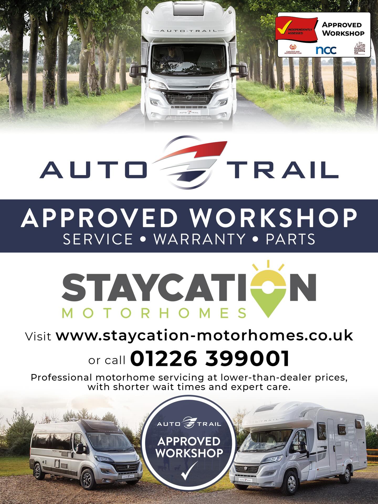 Your motorhome deserves expert care ✨
At Staycation Motorhomes, we don’t just hire motorhomes, we’re passionate about keeping yours in peak condition 🫶
Our Auto-Trail approved workshop delivers professional motorhome servicing at lower-than-dealer prices, with shorter wait times and expert care.
We work with top brands, sourcing approved parts and delivering honest, reliable service every time.
Whether you need an annual warranty, habitation check, damp repairs, security upgrades, or expert advice, our technicians are here to keep your home on wheels safe, compliant, and ready for adventure.
Book your service today.
Call 01226 399001 or visit www.staycation-motorhomes.co.uk 🚐