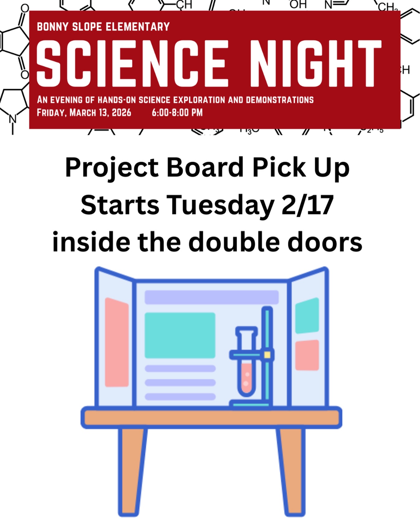 Are you contributing a project for Science Night on March 13th? You can pick up a display board from school now in the front entrance! Questions about science night or how to participate? Go to bonnyslopebsco.org!