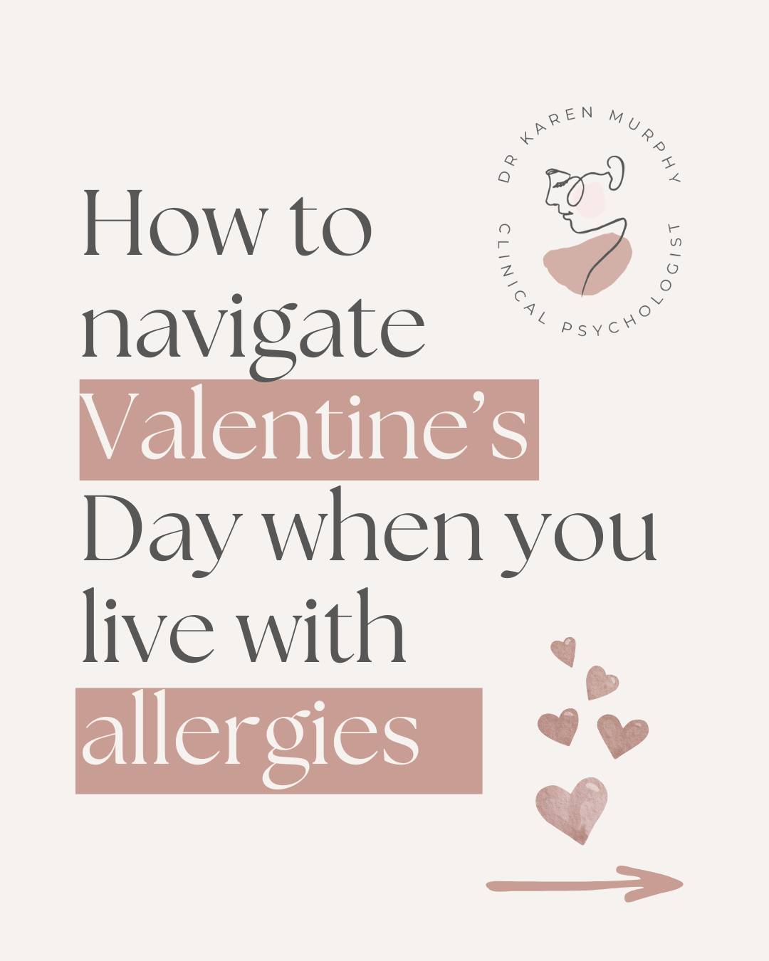 Valentine’s Day often centres around food, shared experiences, and expectations about how the day should look. When you live with allergies, this can bring added planning, vigilance, and emotional strain alongside the physical risk.
Planning ahead, communicating your needs clearly, and acknowledging the emotional impact of constant alertness can all help reduce stress and make the day feel more manageable.
These strategies aren’t about limiting enjoyment or “being difficult”. They’re ways of supporting your nervous system, protecting your wellbeing, and allowing you to stay present in the moment.
Valentine’s Day doesn’t need to follow a script. It just needs to feel safe enough for you.
Save this post if you’re navigating Valentine’s Day with allergies this year