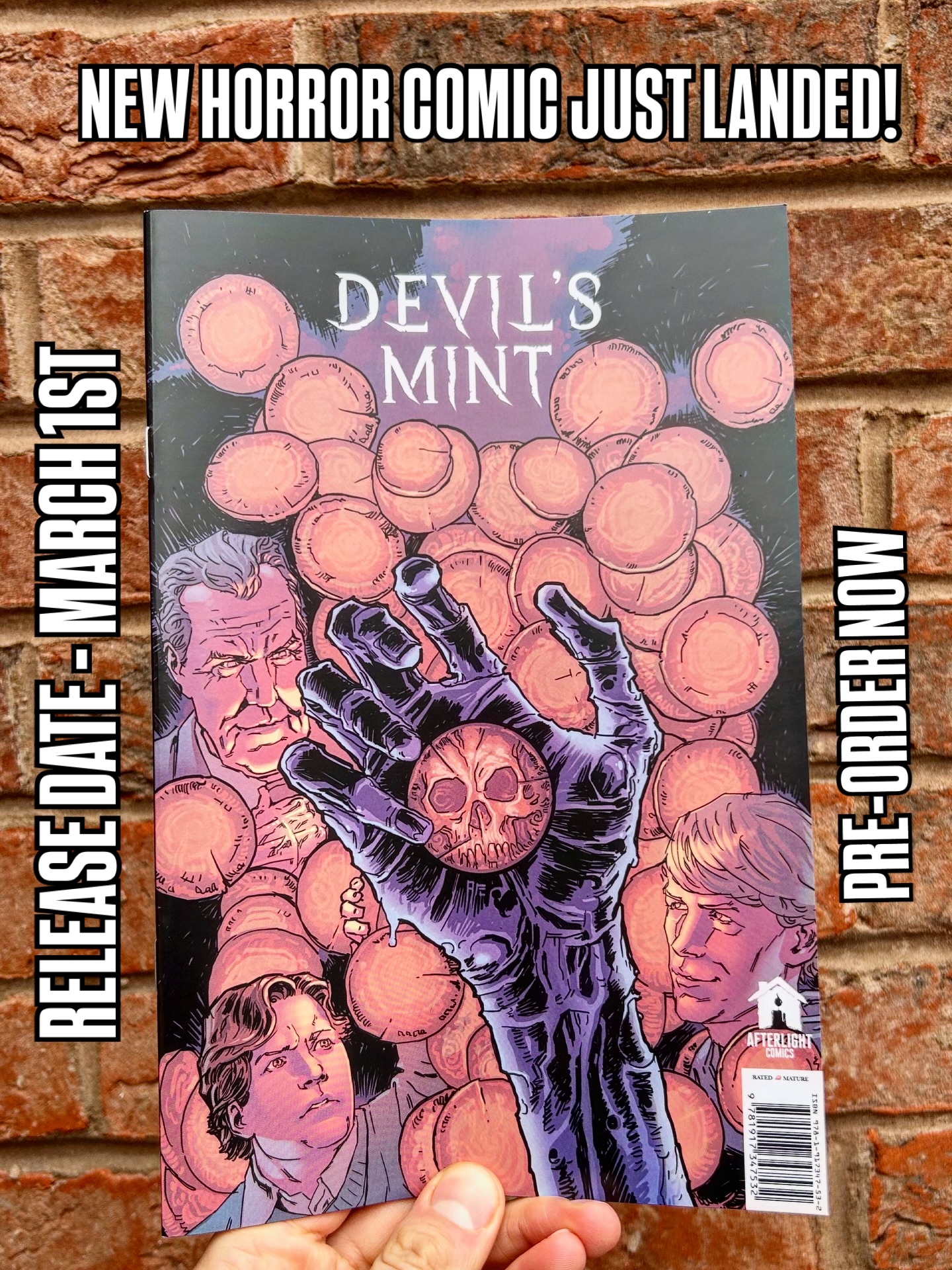 🪙The Devil’s Mint first edition print copies just landed.
Available from MARCH 1st at your local Comic shop or direct pre-order from our website
Writer: Paulie Wenger @pauliewenger
Artist: Tomás Aira @tomas_aira
A 22-page horror one-shot of numismatic nightmares. When coin grader Michael takes an overnight job at Vance Numismatics, he’s pulled into rare currency, dark legends & supernatural danger. Some treasures should never change hands..