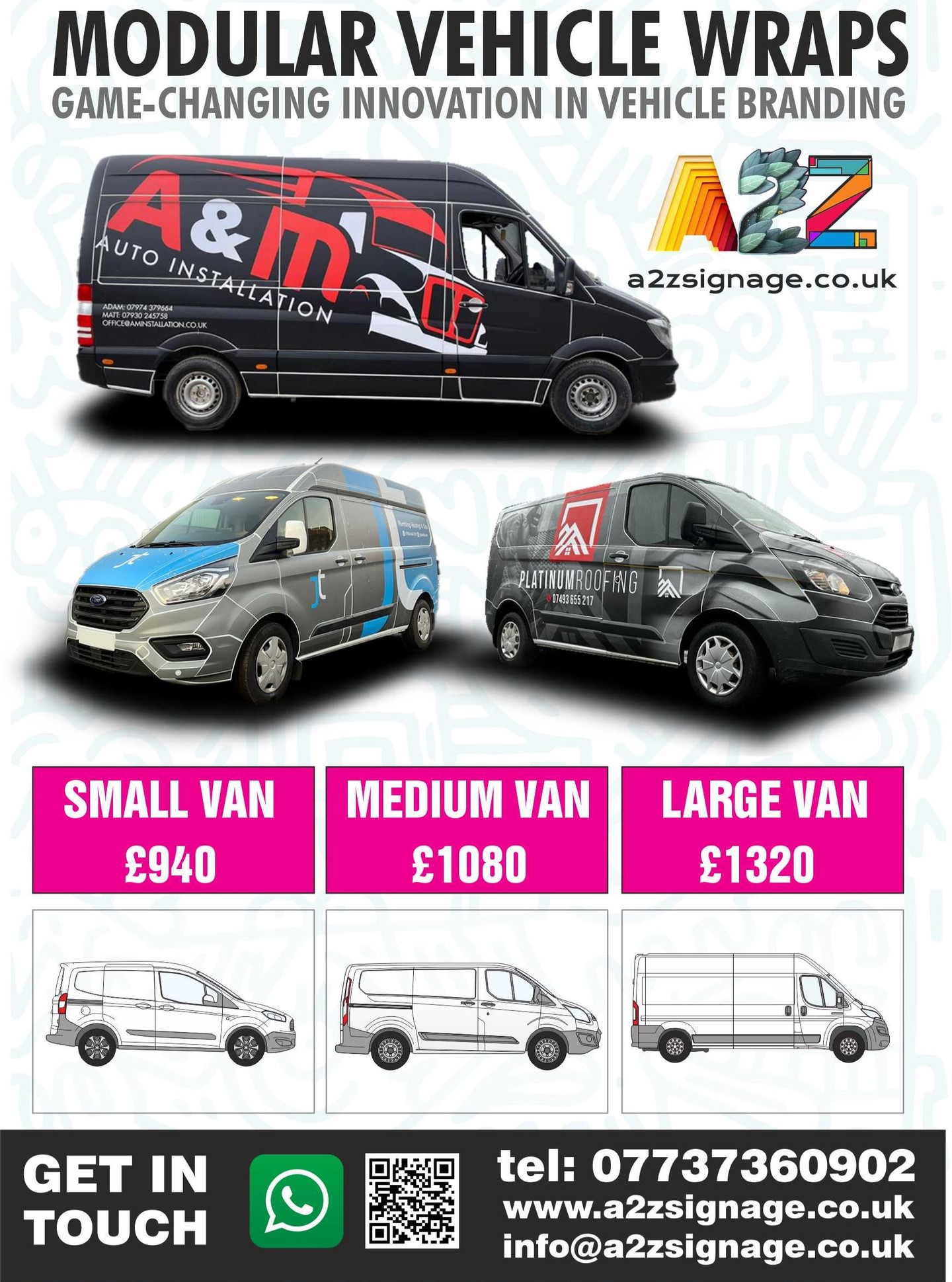 Let get down to business with your fleet wraps and graphics and get you sorted with vehicle branding 07737360902 / A2Z Signage design large printing
