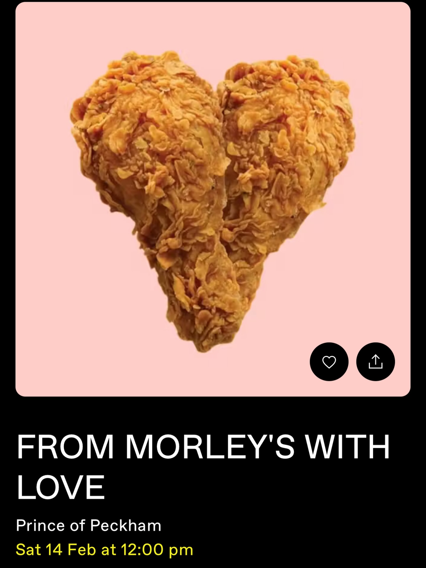 🚨Need a last minute valentines motive ? ❤️
Book our exclusive dining experience in collab with @whitemencantjerk, serving our signature fried chicken paired with some interesting twists, hosted by legendary South East London pub @princeofpeckham
🕛Lunch served between 12-4pm
🌱Veggie and halal friendly options
🥂Bottomless drinks option
🎶Live DJ + Dance
💷Tickets from £33 per person
🎟️Booking link in bio
🚶🚶♀️Walk in’s welcome
🔖Invite your lovers, friends and family to let them know how much you appreciate them
❤️From Morleys with love