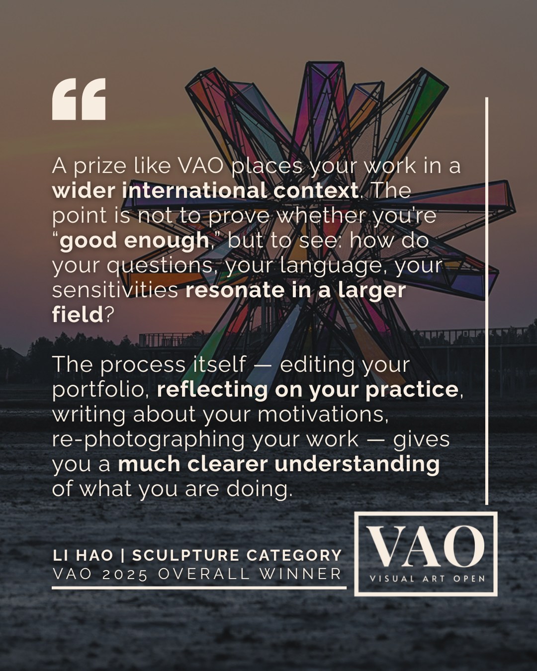 We believe every artist deserves to be seen, supported, and celebrated. The Visual Art Open champions creativity at every stage.
Hear from 2025 Overall Winner Li Hao as they reflect on how the VAO helped amplify their voice and shine a spotlight on their talent.
Your journey could be next.
Deadline: Midnight 11th March 2025
Discounted Entry for Student Artists & Art Educators
Apply Now: https://www.visualartopen.com
Comment APPLY to be messaged the link directly
#VAO #VisualArtOpen #OpenCall @atelier_lihao