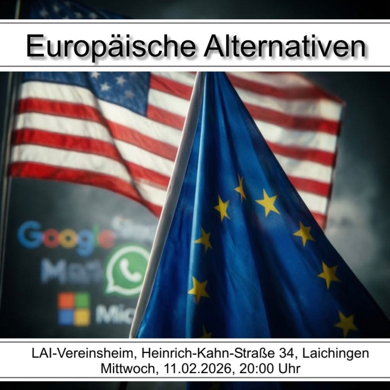 Ein weiterer Vortrag von LAI. Udo Besenreuther zeigt Software-Alternativen zu US-Angeboten. Heute Abend ab 20:00 Uhr.#laichingen #laichingeralb #lustaufinternet #albdonaukreis