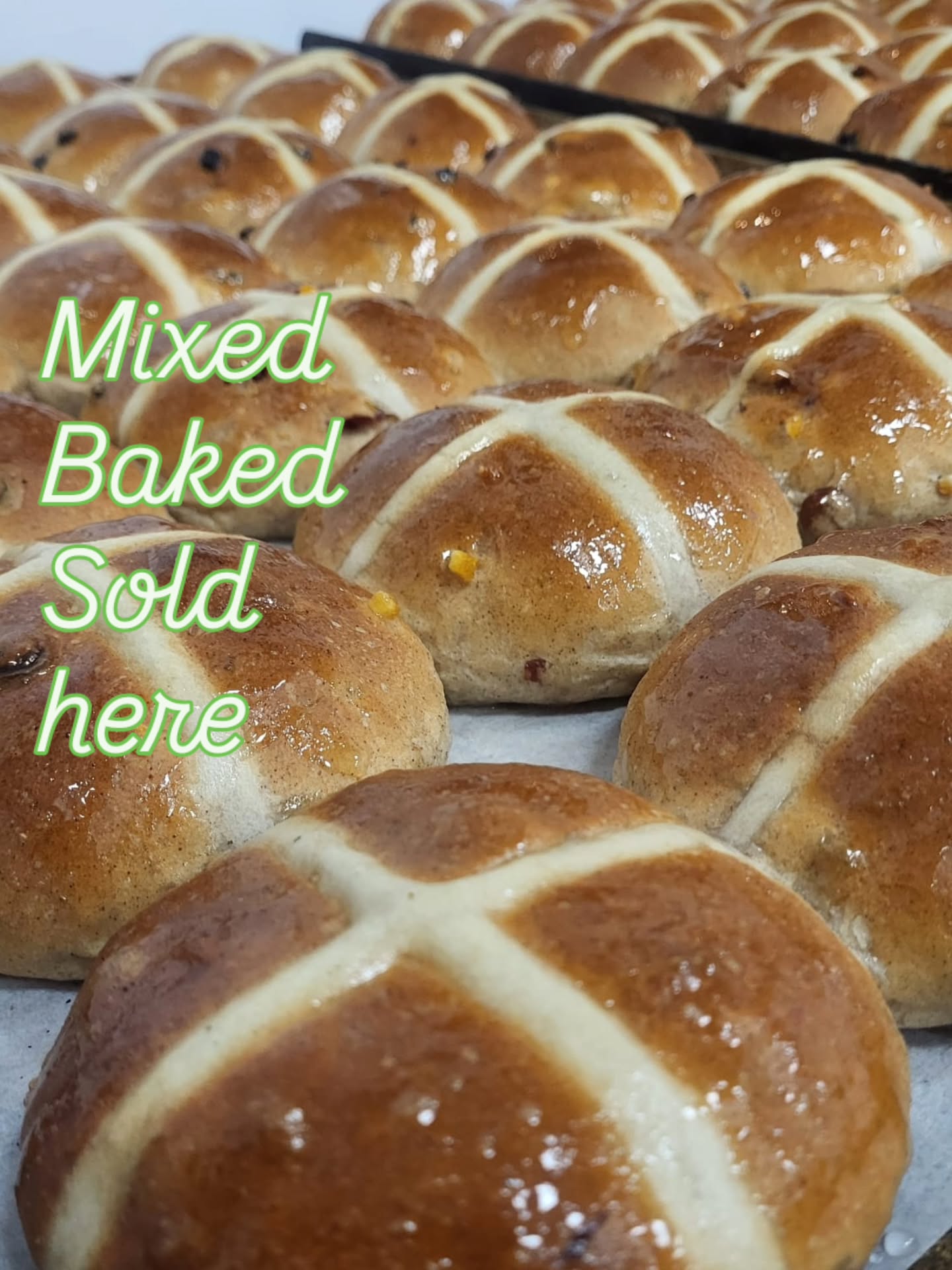 Our Hor Cross Buns are back... they are packed with fruit and so tasty that you won't be able to eat only one! #hotcrossbunseason #madefromscratchwithlove❤️ #suportlocal #indepentantbakery #familybakery
