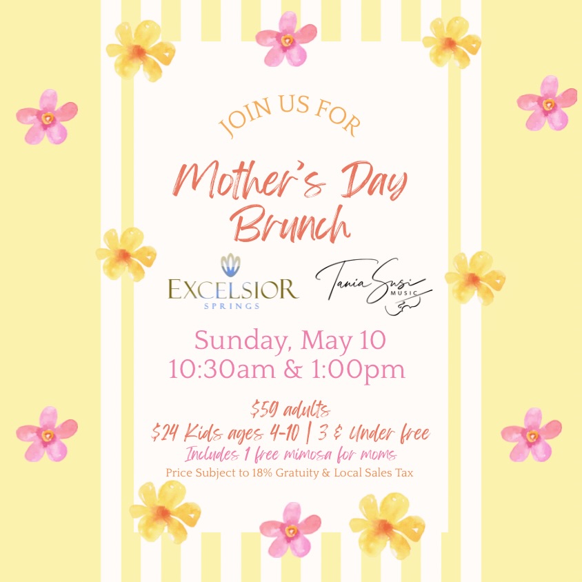 Celebrate Mom in the sweetest way 💐✨
Join us at Excelsior Springs for our annual Mother’s Day Brunch featuring chef-attended omelets, carving stations, decadent desserts, and a complimentary mimosa just for mom 🥂
Music by @taniasusimusic
🗓 Sunday, May 10
⏰ 10:30am & 1:00pm seatings
💲 $59 Adults
💲 $24 Kids (4–10) | 3 & under free
Price subject to 18% gratuity & local sales tax, link to purchase tickets in bio & www.excelsiorsaratoga.com