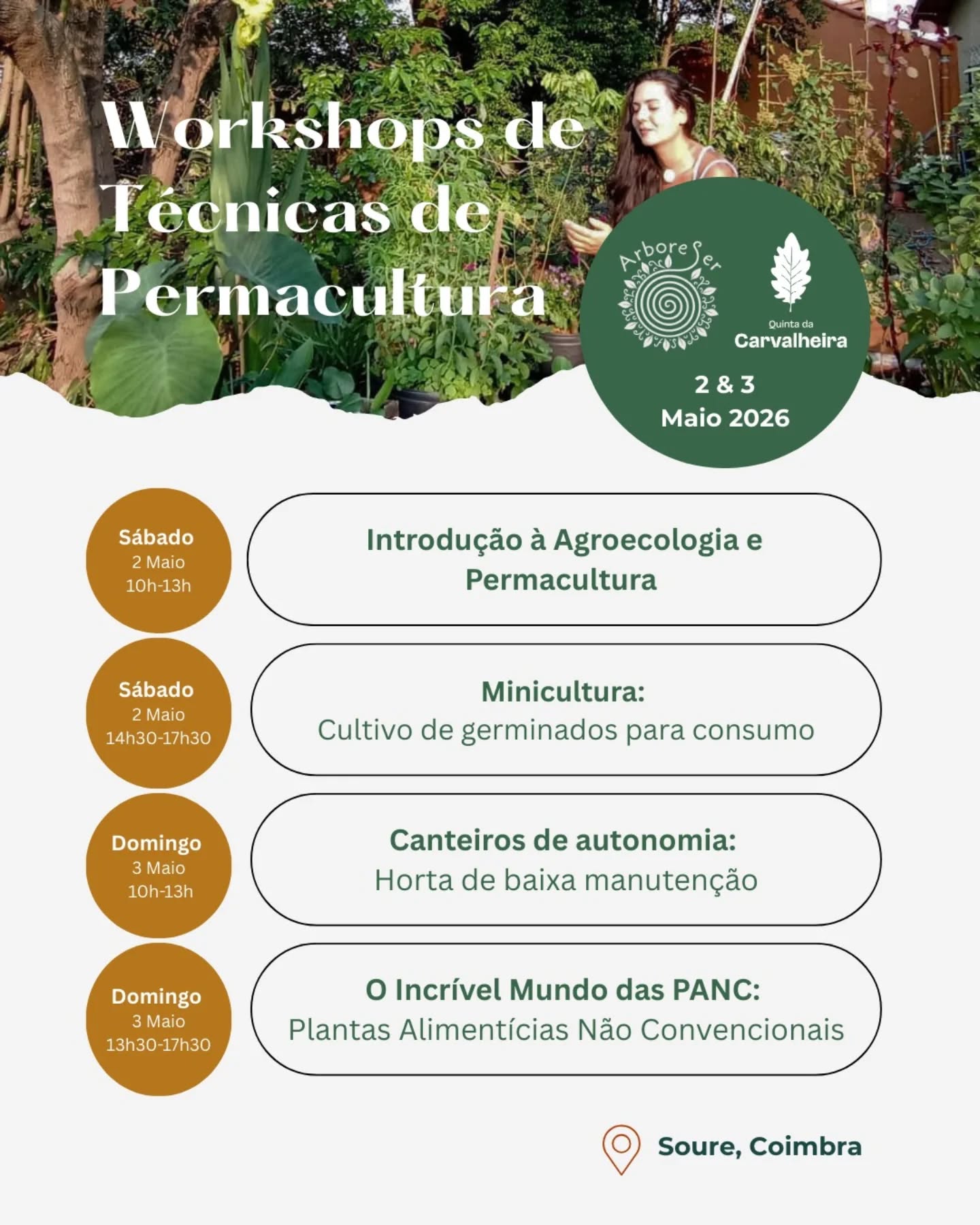 🌿 Um fim de semana para mudares a forma como cultivas e como te relacionas com os teus alimentos!
Vamos ter 4 workshops práticos de Permacultura para aprenderes a produzir de forma simples e sustentável, mesmo com pouco espaço. E sem cavar!
✨ 1. Introdução à Agroecologia e Permacultura
🌱 2. Cultivo de germinados nutritivos
🍂 3. Horta de baixa manutenção
🌼 4. Descoberta e utilização das PANC: Plantas Alimentícias Não Convencionais
Vais pôr as mãos na terra, experimentar técnicas acessíveis e ganhar ferramentas para criares mais autonomia alimentar no teu dia a dia.
Junta-te a nós se queres começar a plantar, aprofundar o que já sabes, ou simplesmente reconectar-te com a natureza e com o que comes.
👉 Inscrições abertas!
Mais info no link da bio ou envia mensagem privada.
#permacultura #agroecologia #hortaemcasa #autonomiaalimentar #panc cultivarsustentavel regeneração alimentacaoconsciente