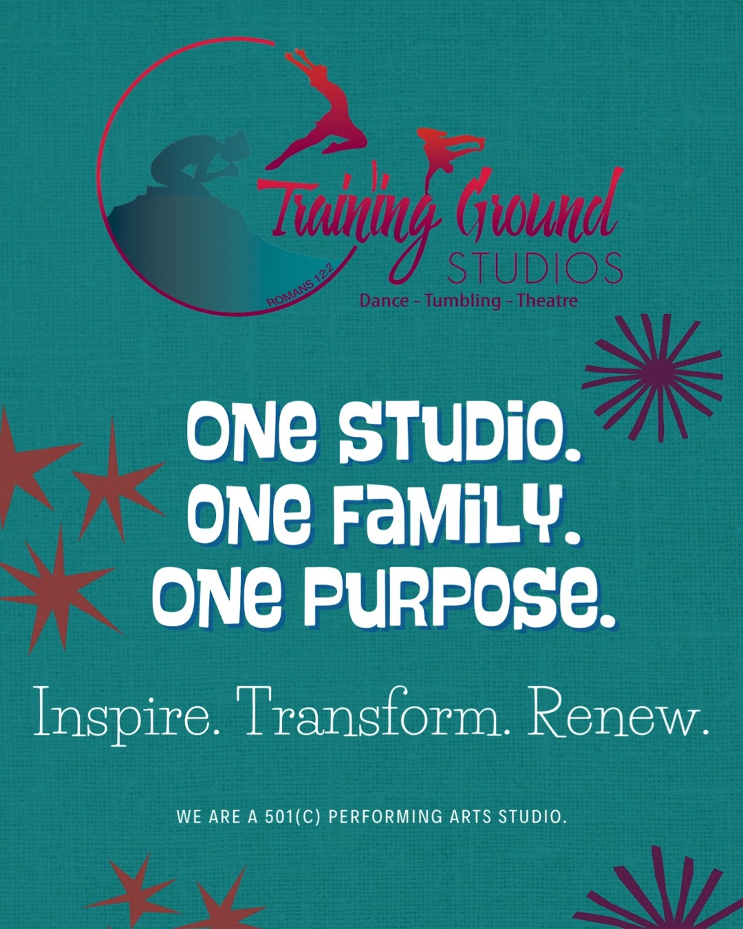 At Training Ground Studios, family is at the heart of everything we do.
Yes, we're a family-owned studio, but even more than that, our students become part of something bigger. They're not just dancers and performers, they're brothers, sisters, and lifelong friends.
We celebrate birthdays, accomplishments, God-given gifts, breakthroughs, and even the little wins that happen in between. We speak life, encourage boldly, and remind each person that their talent is a blessing meant to glorify God.
Because here, you're never just enrolled in a class.
You're welcomed into a family.
#tgsfamily #traininggroundstudios #dancecommunity #inspiretransformrenew