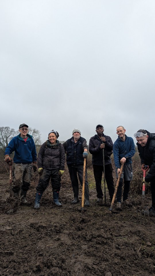 We had a lovely morning yesterday in #DruidsHeath, planting four new trees - walnuts and hazelnuts - into #TheGreen #ForestGarden! The rain didn't deter the solid team, and Laura even provided delicious homemade flapjacks as a reward. Thank you to everyone who came and got covered in mud!