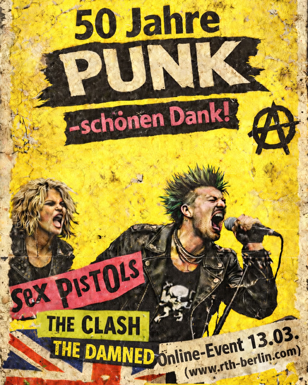 Vor fünfzig Jahren wurde Großbritannien von der „punk explosion“ erschüttert: Eine Handvoll neuer Bands warf die gesamte Musikszene über den Haufen und schockierte große Teile der Nation! Für unzählige junge Briten sollten diese Ereignisse eine maßgebliche Zäsur darstellen – innerhalb weniger Monate entstanden hunderte Gruppen, die den Punk-Helden der ersten Stunde nacheiferten. Und obwohl die Hochphase des Punks bereits nach zwei Jahren beendet war, übt die Bewegung bis zum heutigen Tage einen großen kulturellen Einfluss aus.
In unserer nächsten Online-Veranstaltung (per Zoom) am 13.03.2026 von 14.00 - 17.15 Uhr wollen wir dieses Phänomen näher beleuchten:
Warum entstand die Punk-Bewegung ausgerechnet in Großbritannien – welche politischen und kulturellen Hintergründe hatte sie?
Punk wird oft nur als Musikrichtung wahrgenommen – was aber bedeutet Punk im Alltag und in der kulturellen Praxis?
Welche Relevanz hatte die Bewegung für Frauen – warum berufen sich junge Künstlerinnen heutzutage noch auf sie?
Punk war zuerst auf Großbritannien beschränkt – wie sollten die späteren Erscheinungsformen in anderen Ländern aussehen?
Die Sendung besteht aus Bildvorträgen, Videos und Live-Interviews mit ZeitzeugInnen und AktivistInnen. ZuschauerInnen können sich per Wortmeldung, Chat oder Mail einbringen.
Teilnahmegebühr 5,00 Euro.
Anmeldung bitte an:
info@rth-berlin.de oder über
www.rth-berlin.de
#bpbd #politischebildung #punkmusic #historyfacts #bildung #jugend #punk
