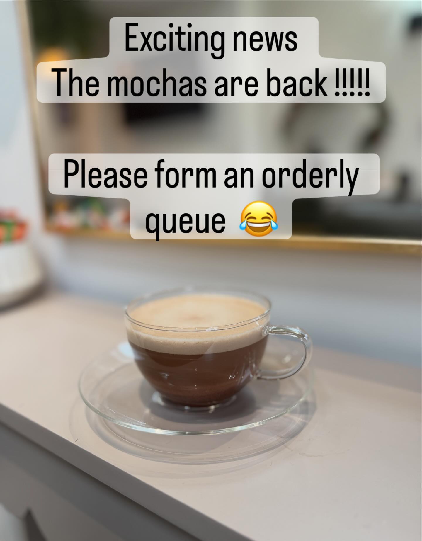 I canโt believe there back ! Our most popular hot drink is back on our menu at Ohana. Iโll have a mocha please ๐๐ผ